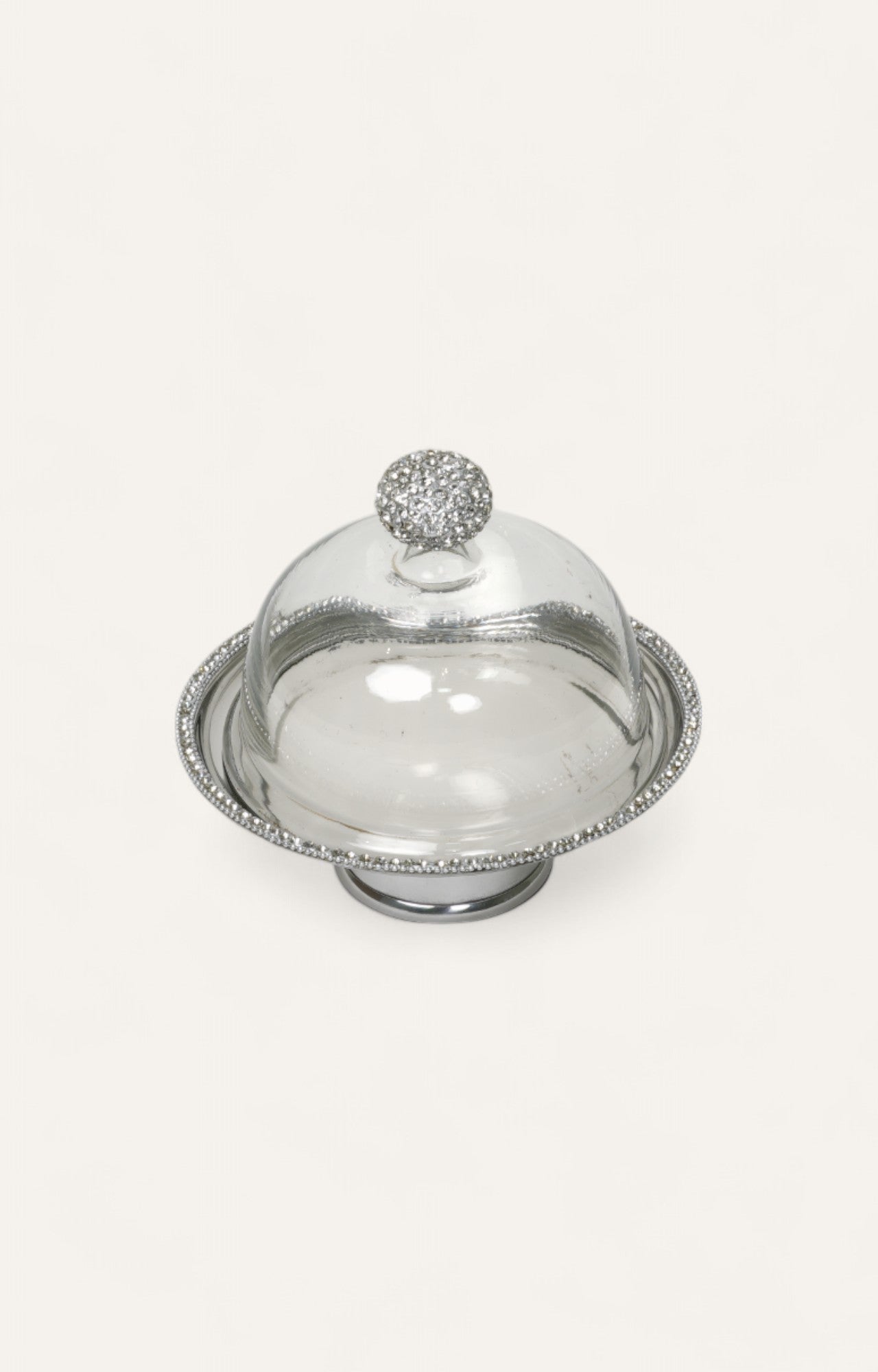 Crystal-Edged Dome Metal Cake Stand