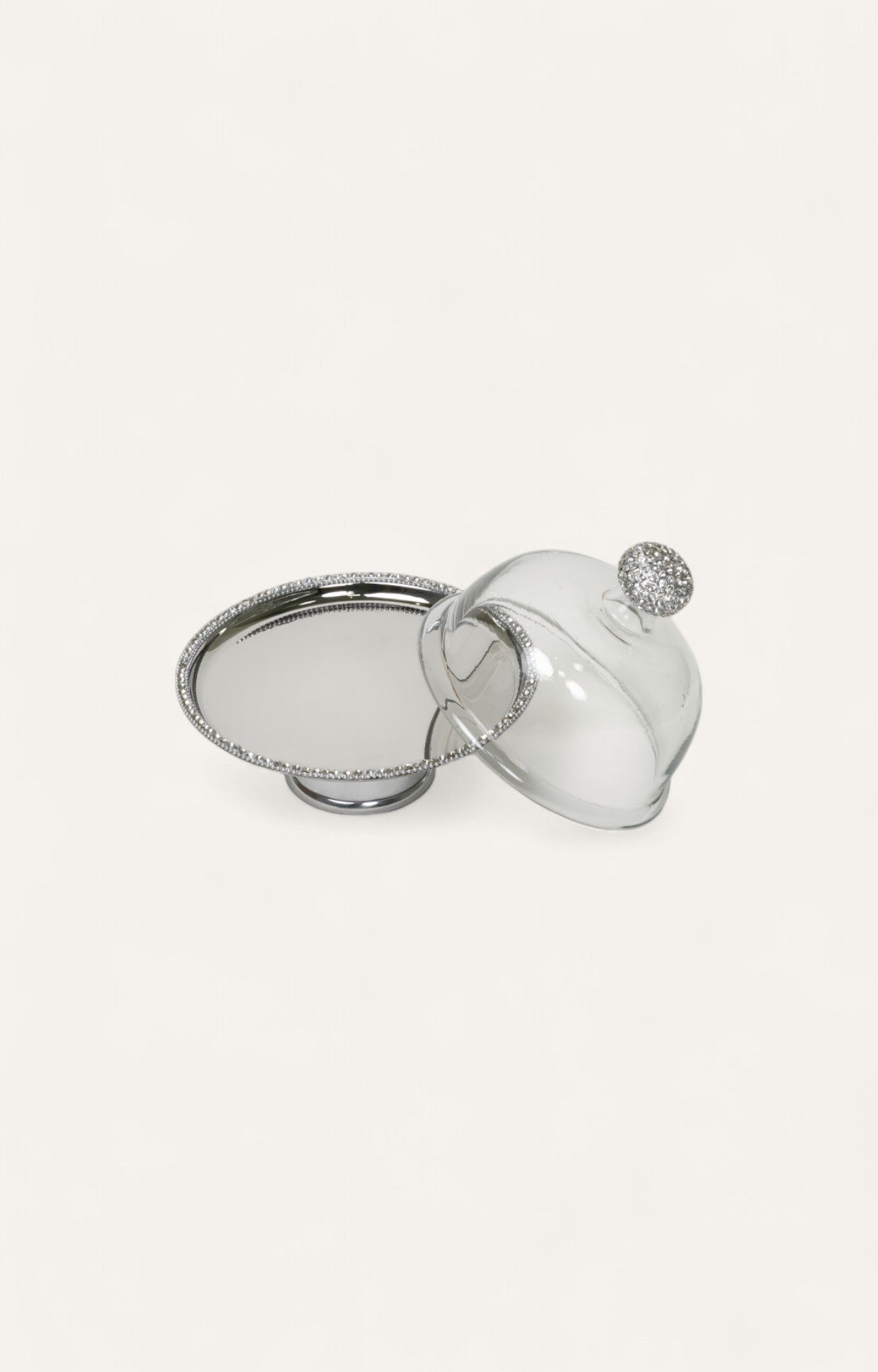 Crystal-Edged Dome Metal Cake Stand
