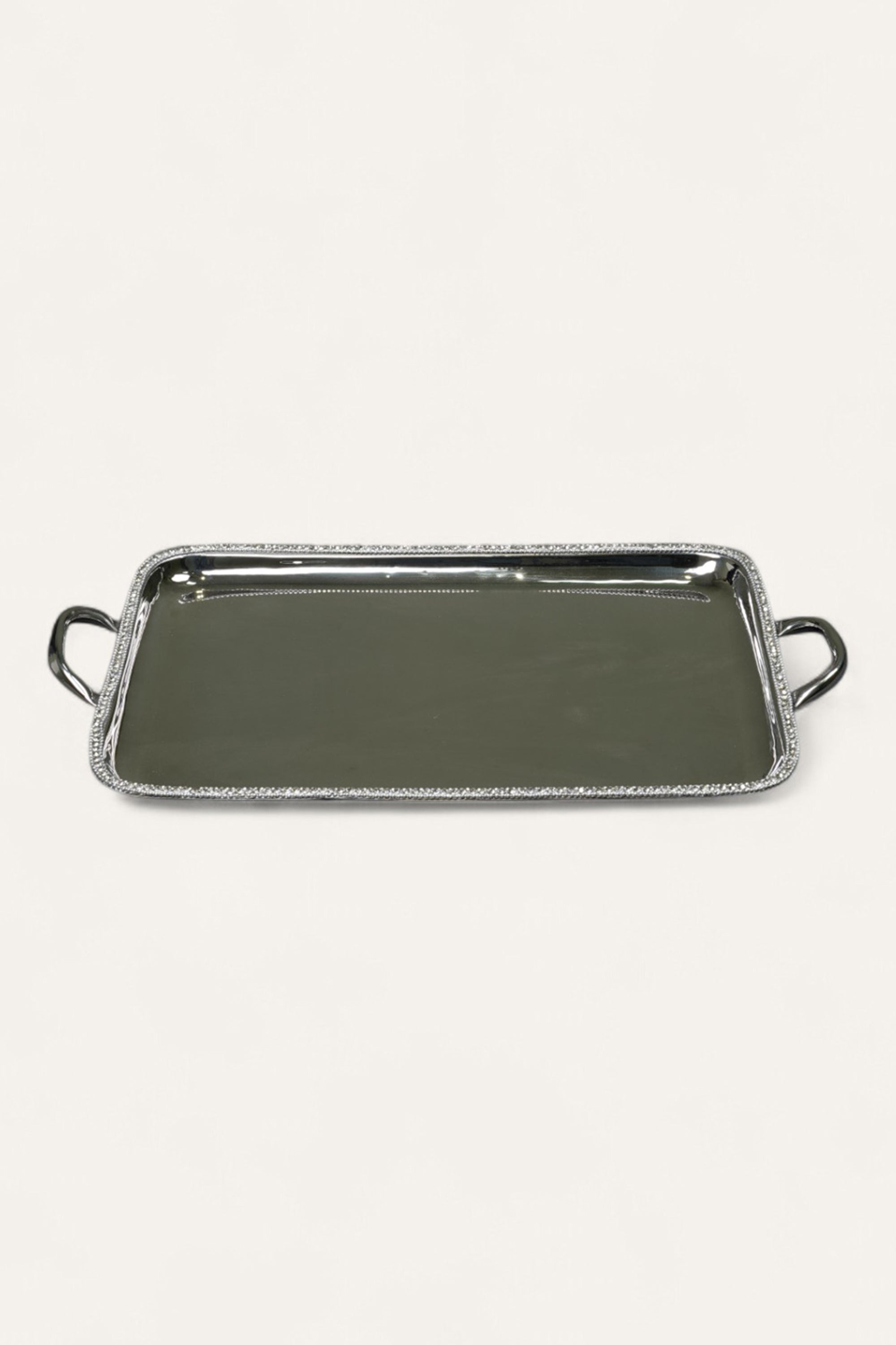 Crystal Border Metal Tray with Handles