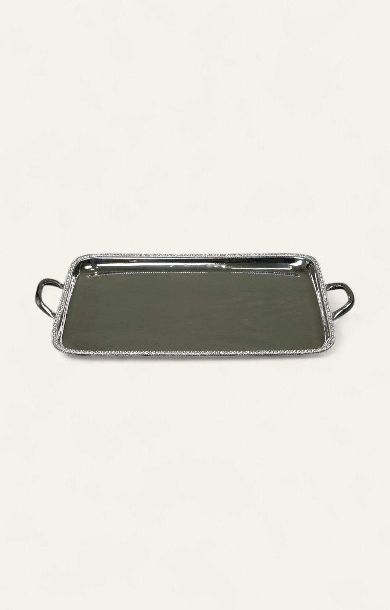 Crystal Border Metal Tray with Handles