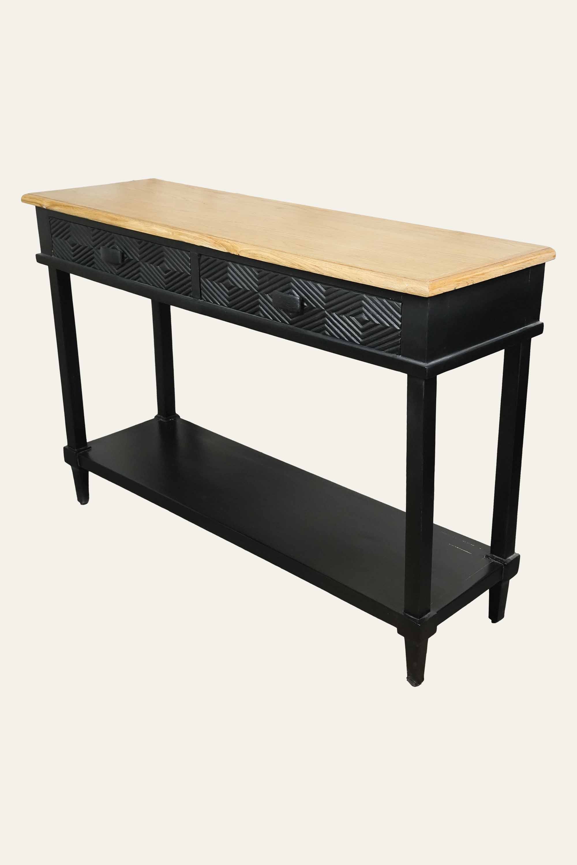 Dual Toned Console Table with Storage Shelf and Drawers