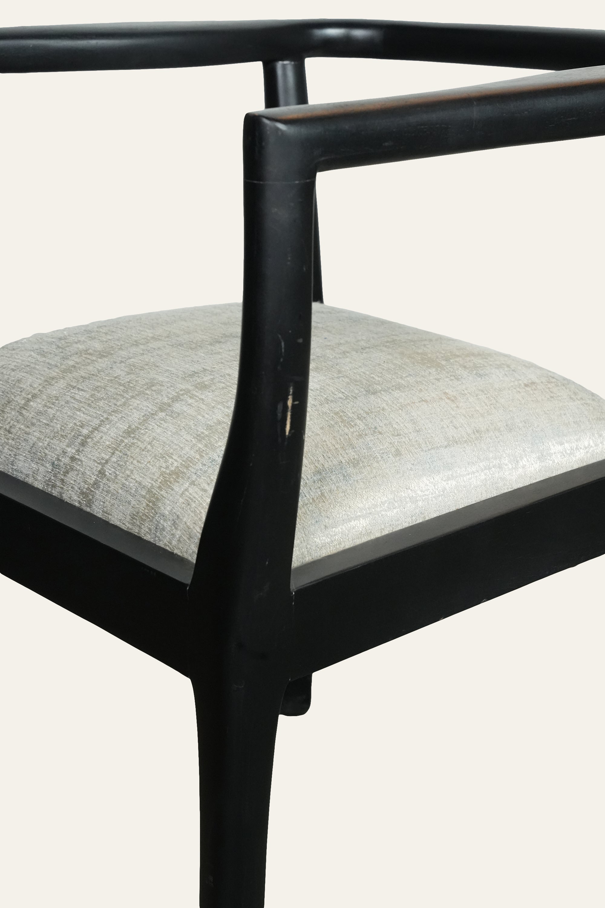 Black Curved Armrest Accent Chair with Grey Cushion