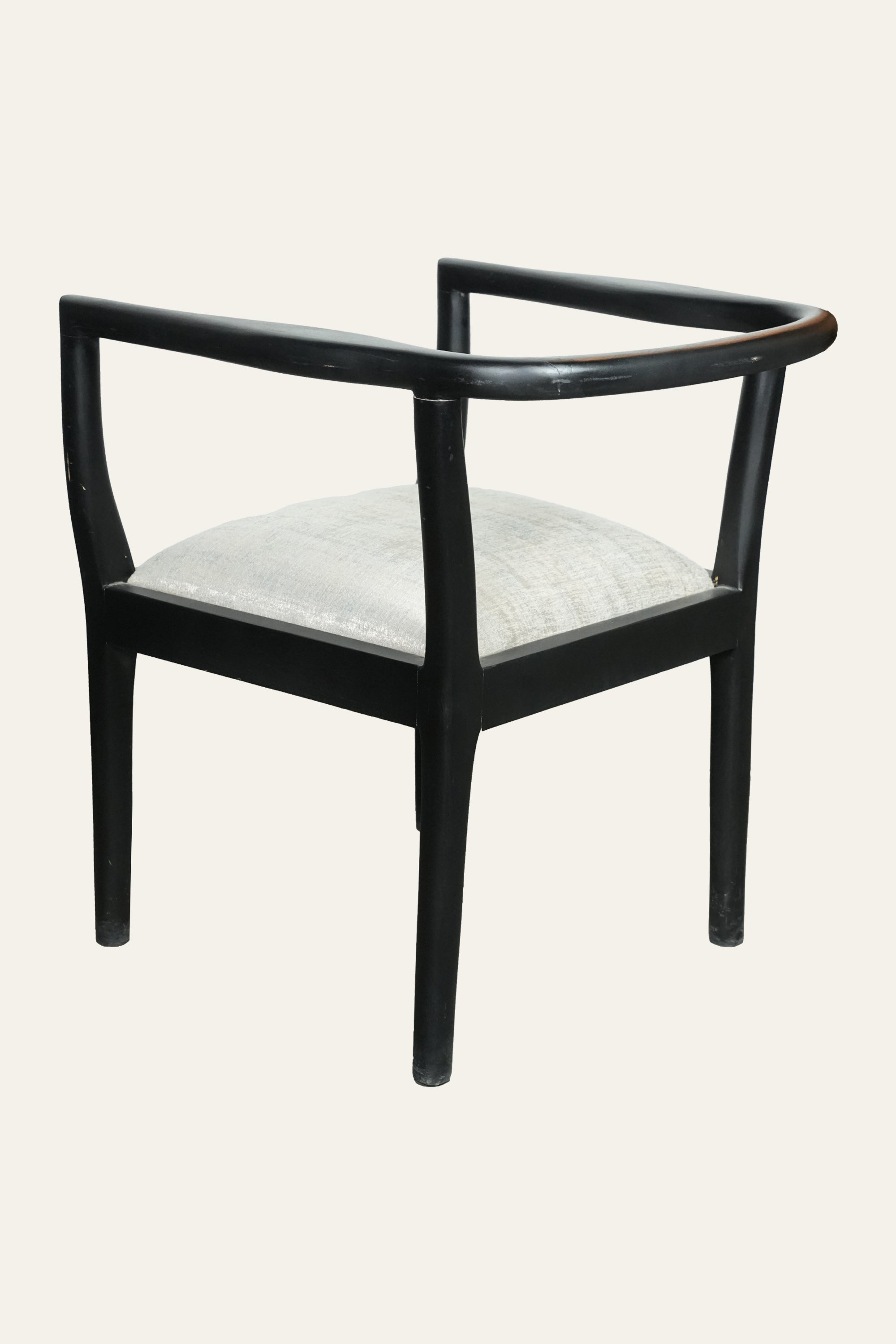 Black Curved Armrest Accent Chair with Grey Cushion