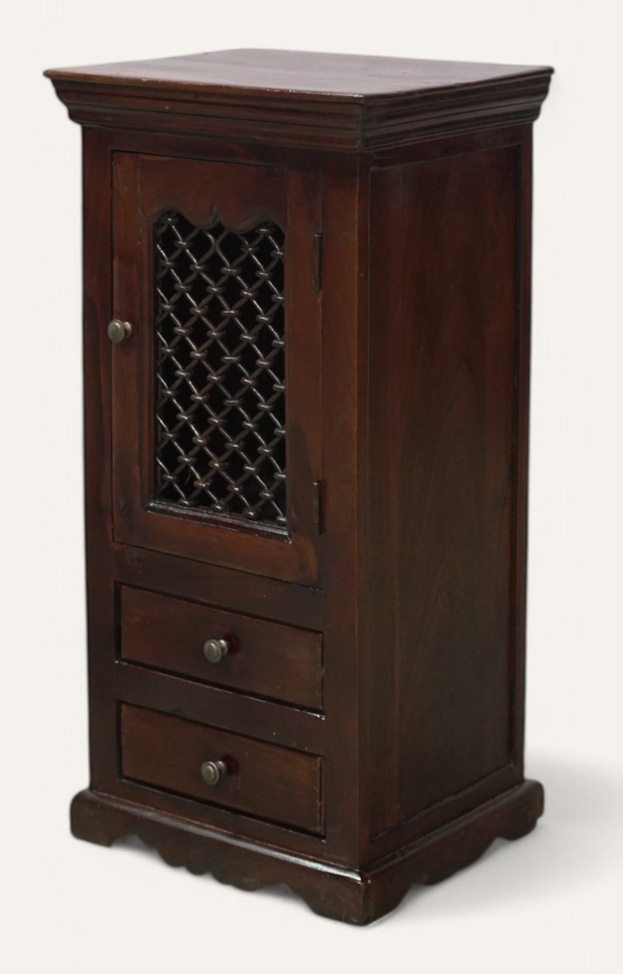 Lattice Tall Wooden Side Cabinet with Drawers