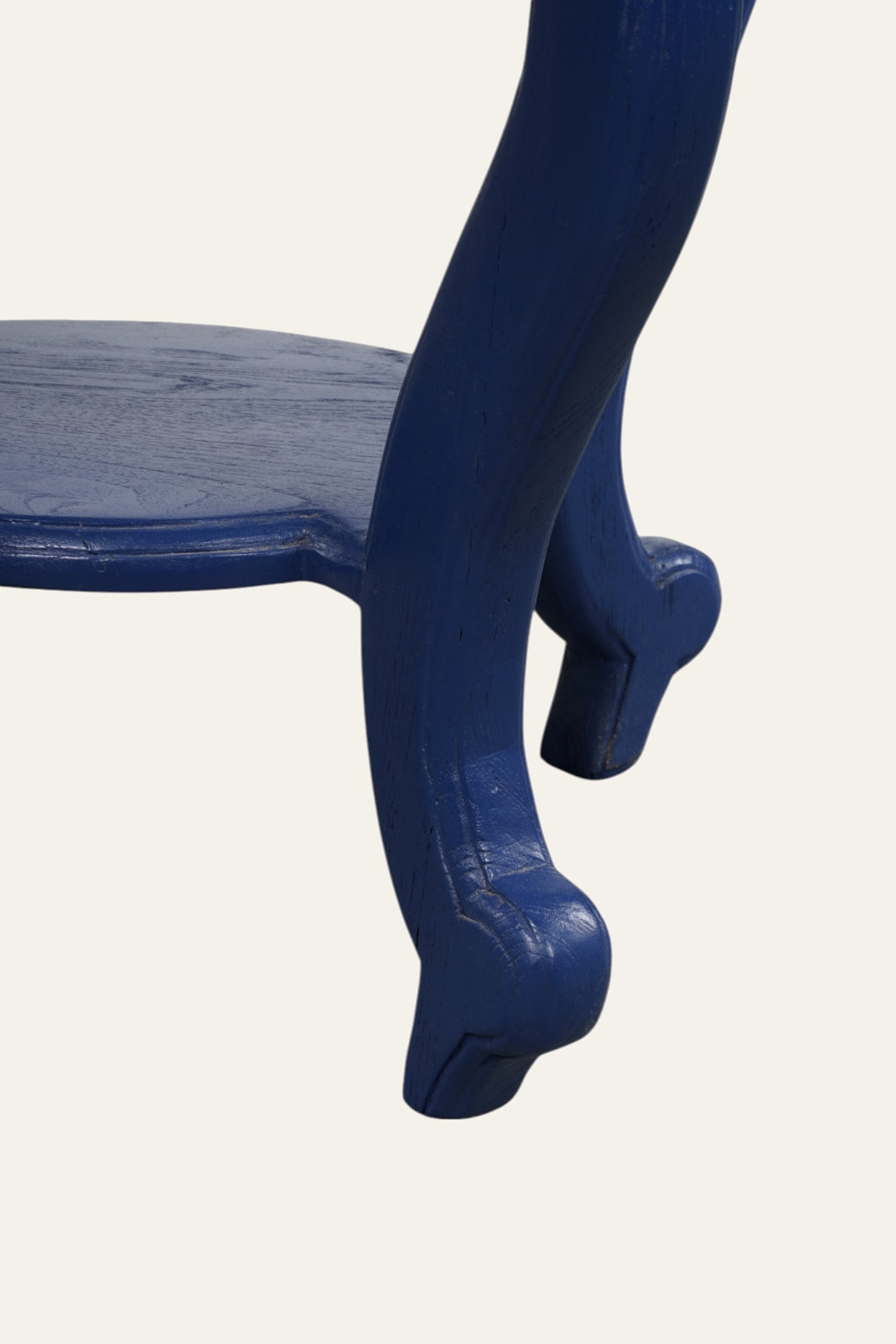 Royal Blue Round Side Table with Shelf and Curved Base