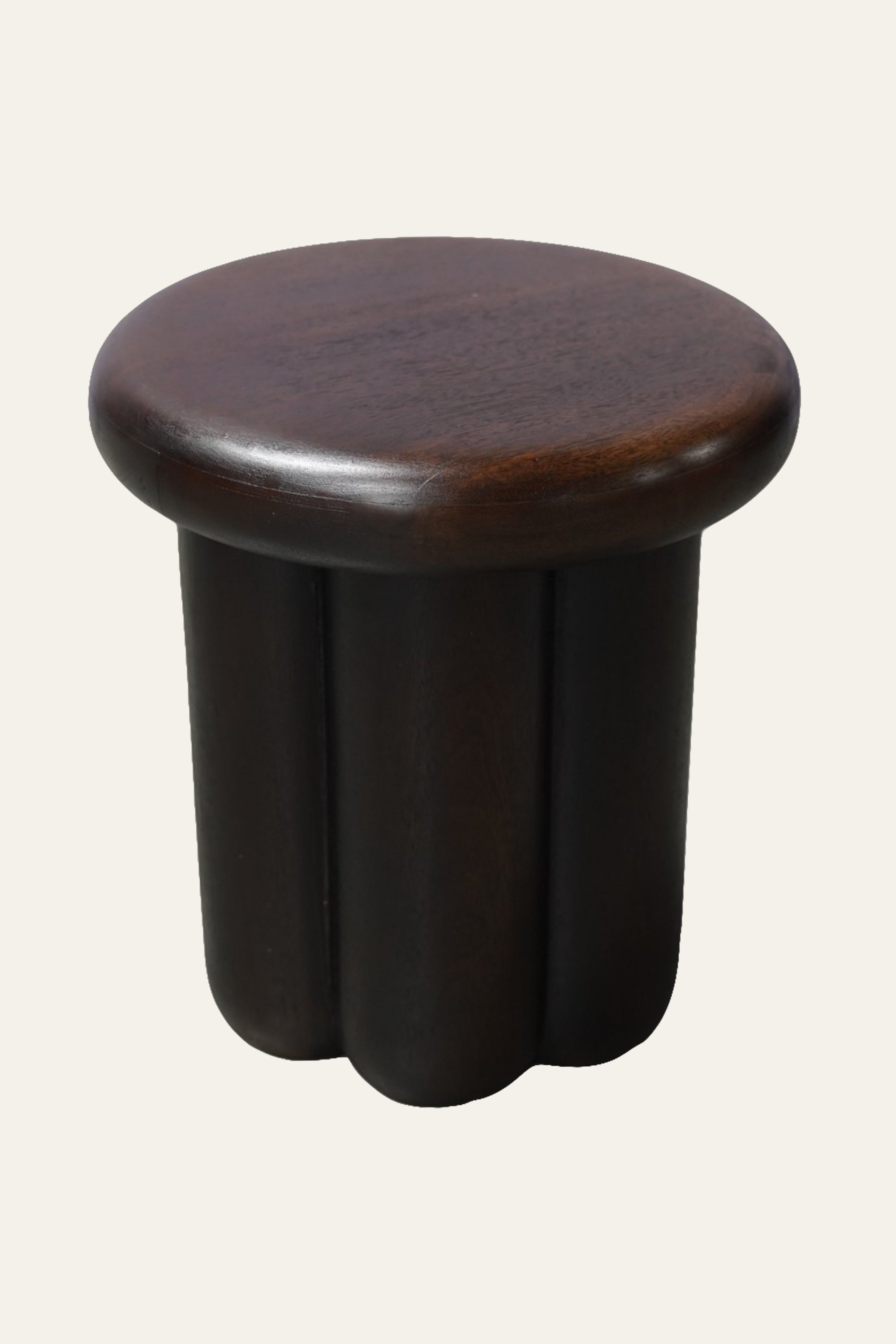 Dark Brown Fluted Drum Side Table for Living Rooms