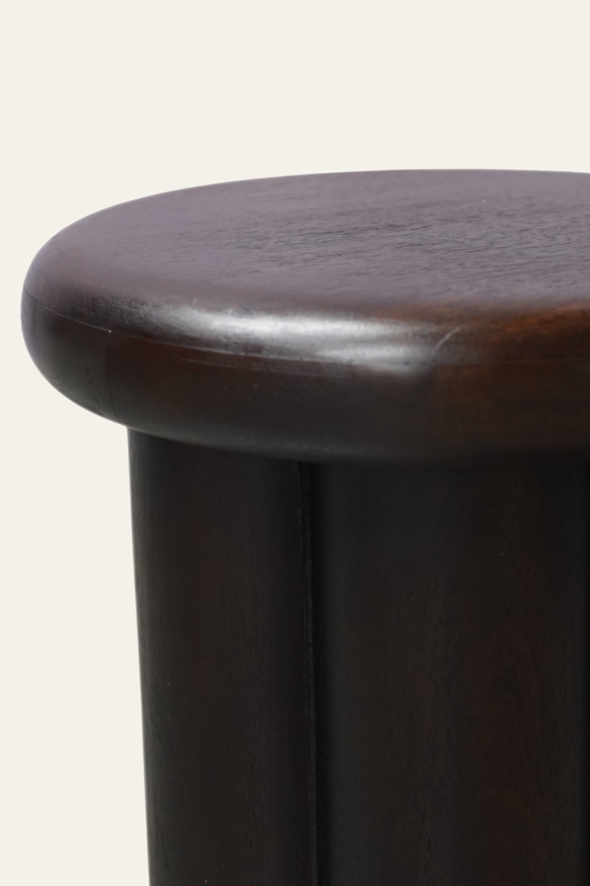 Dark Brown Fluted Drum Side Table for Living Rooms