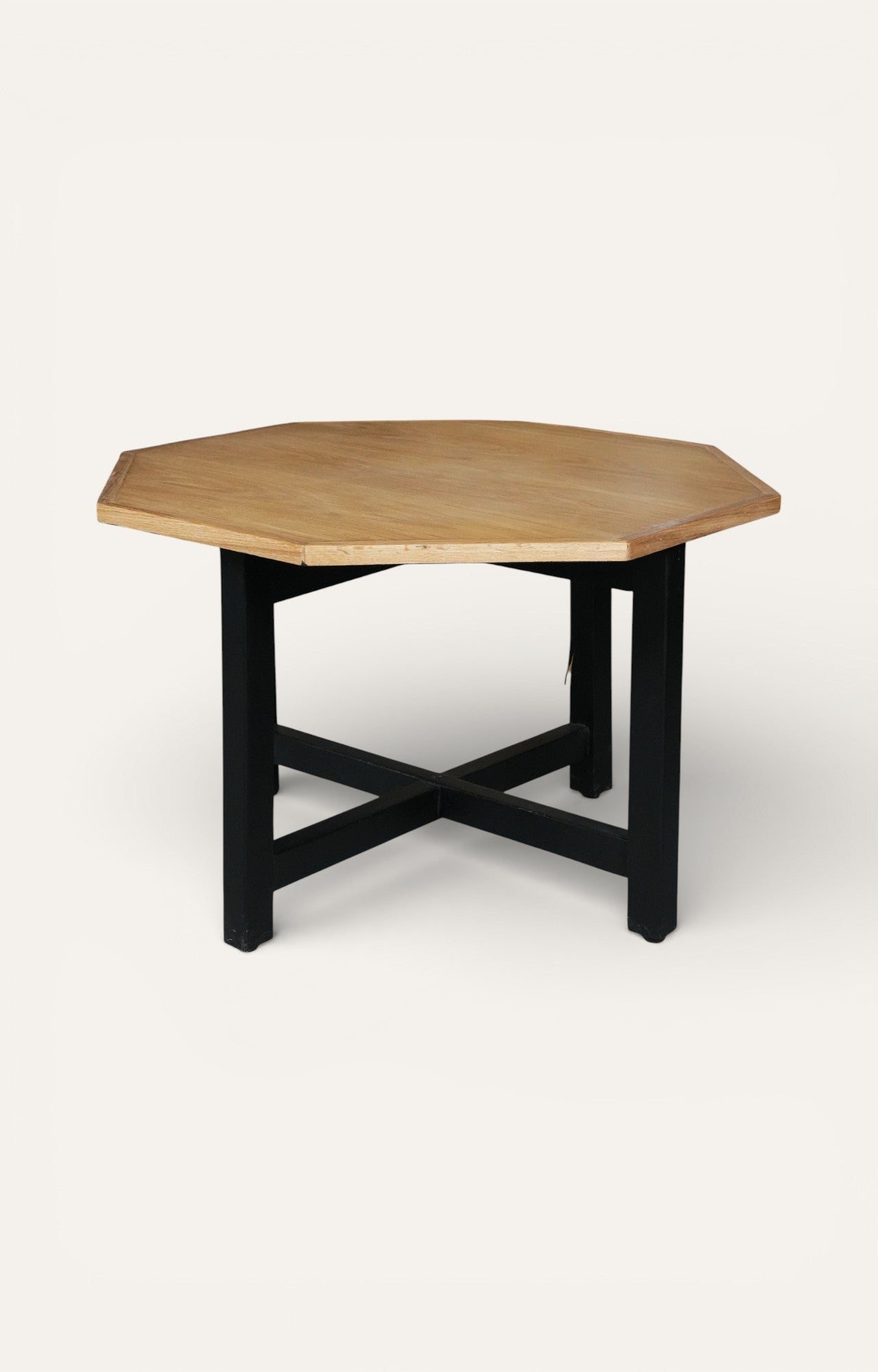 Octagon Wooden Coffee Table with Black Base