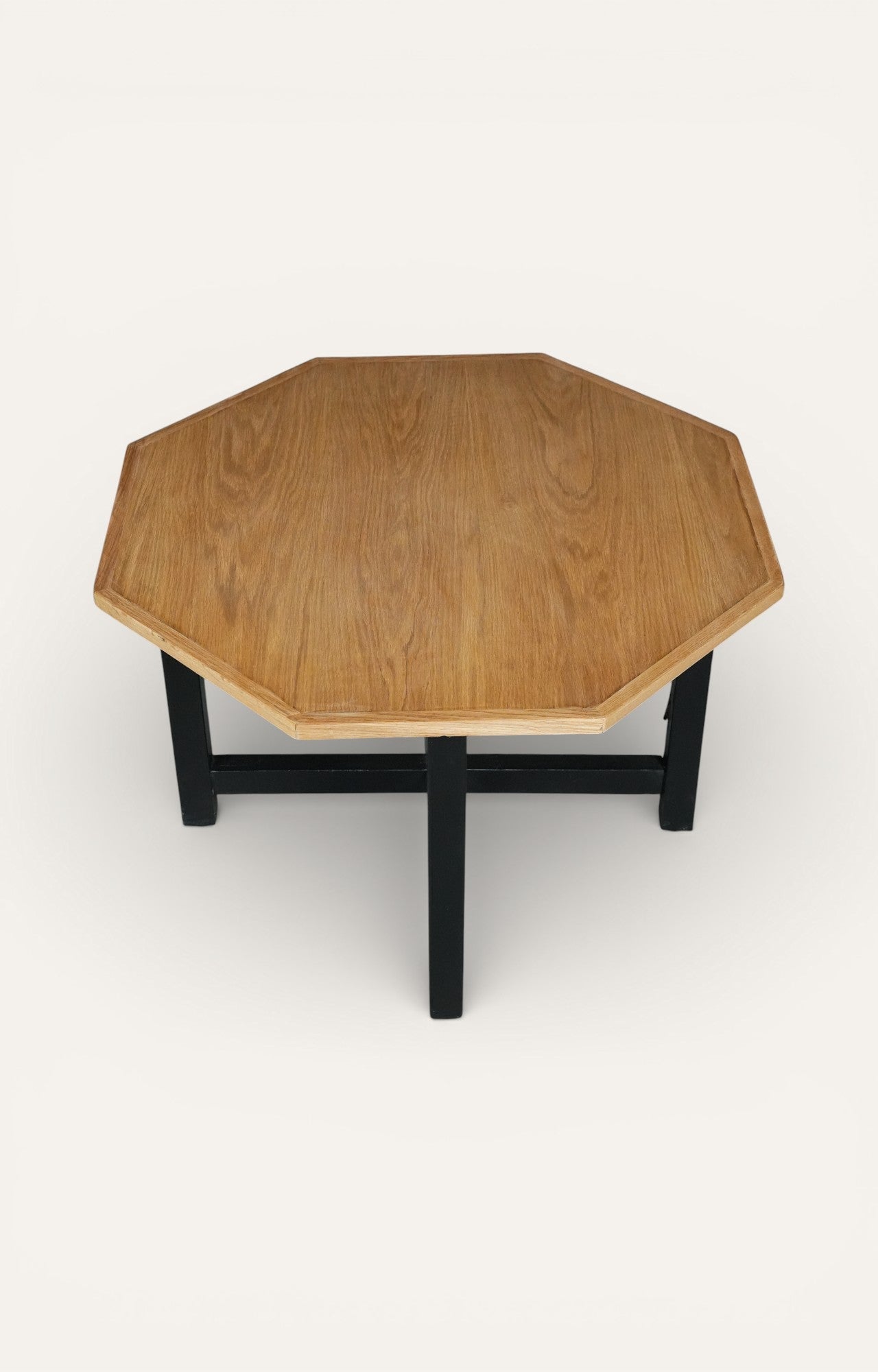 Octagon Wooden Coffee Table with Black Base