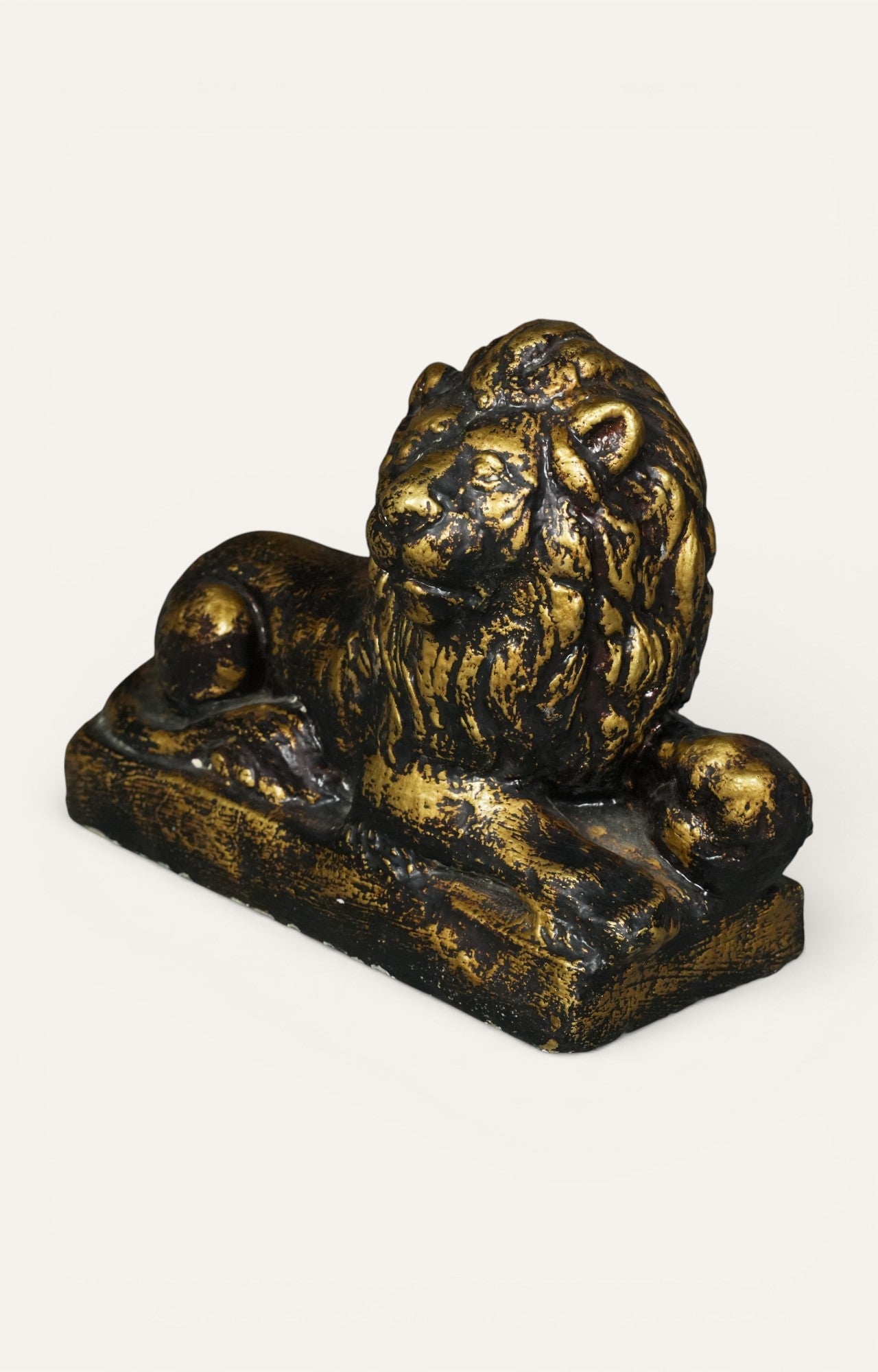 Antique Gold-Toned Lion Sculpture