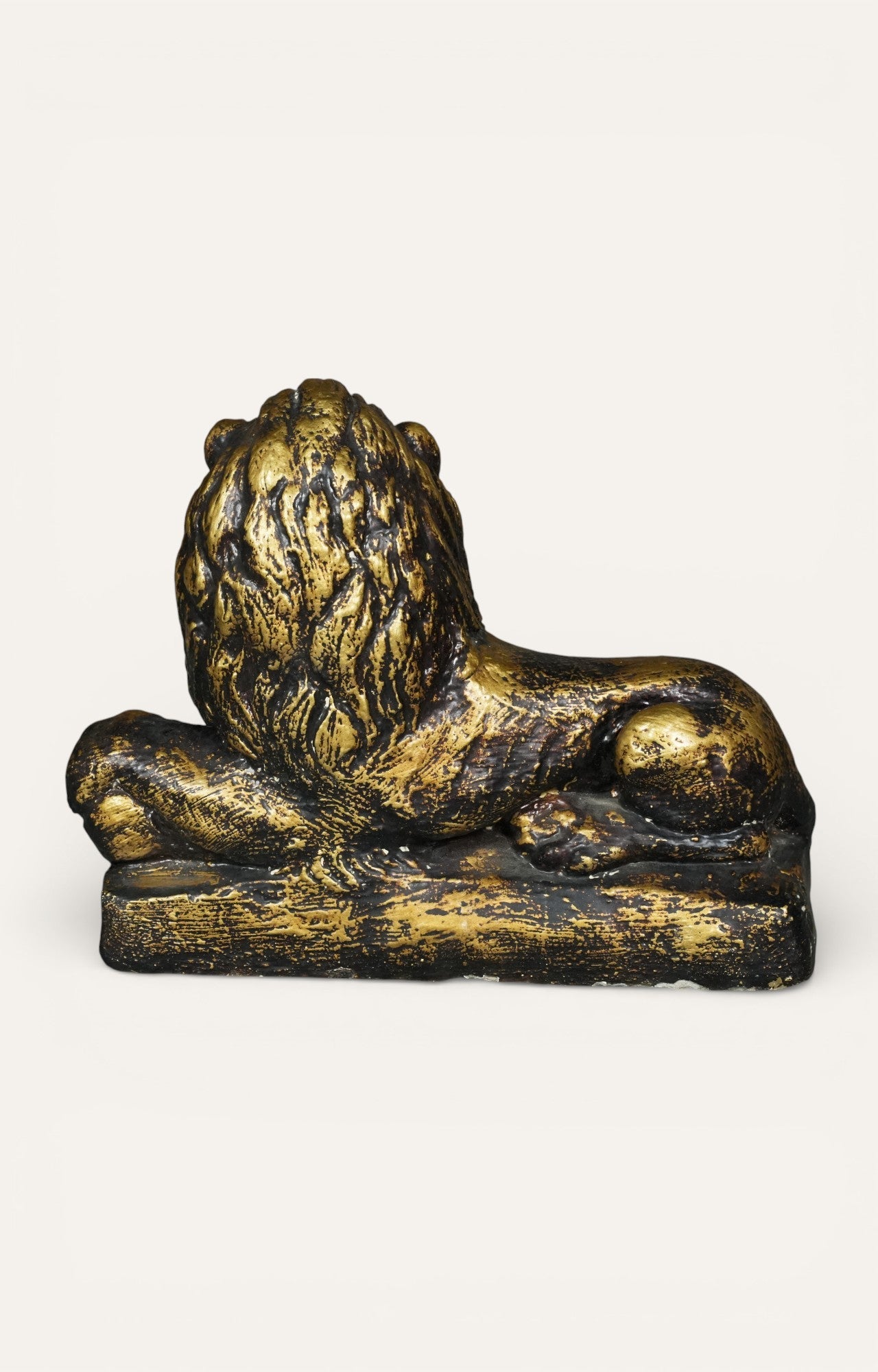 Antique Gold-Toned Lion Sculpture