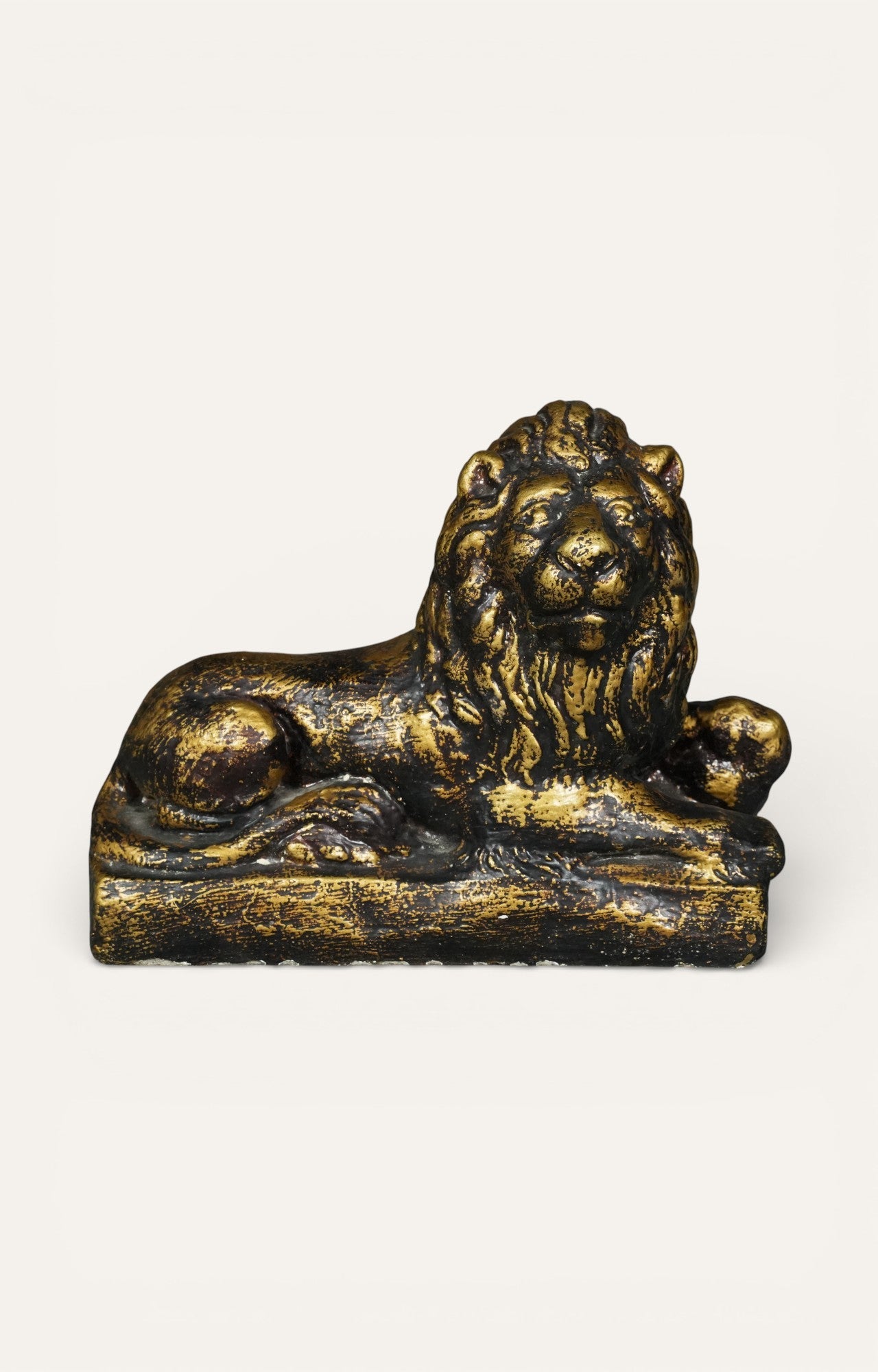 Antique Gold-Toned Lion Sculpture