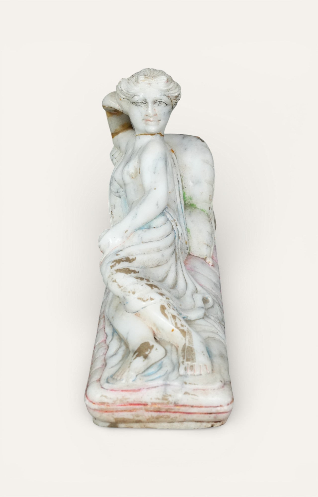 Antique Marble Reclining Lady Sculpture
