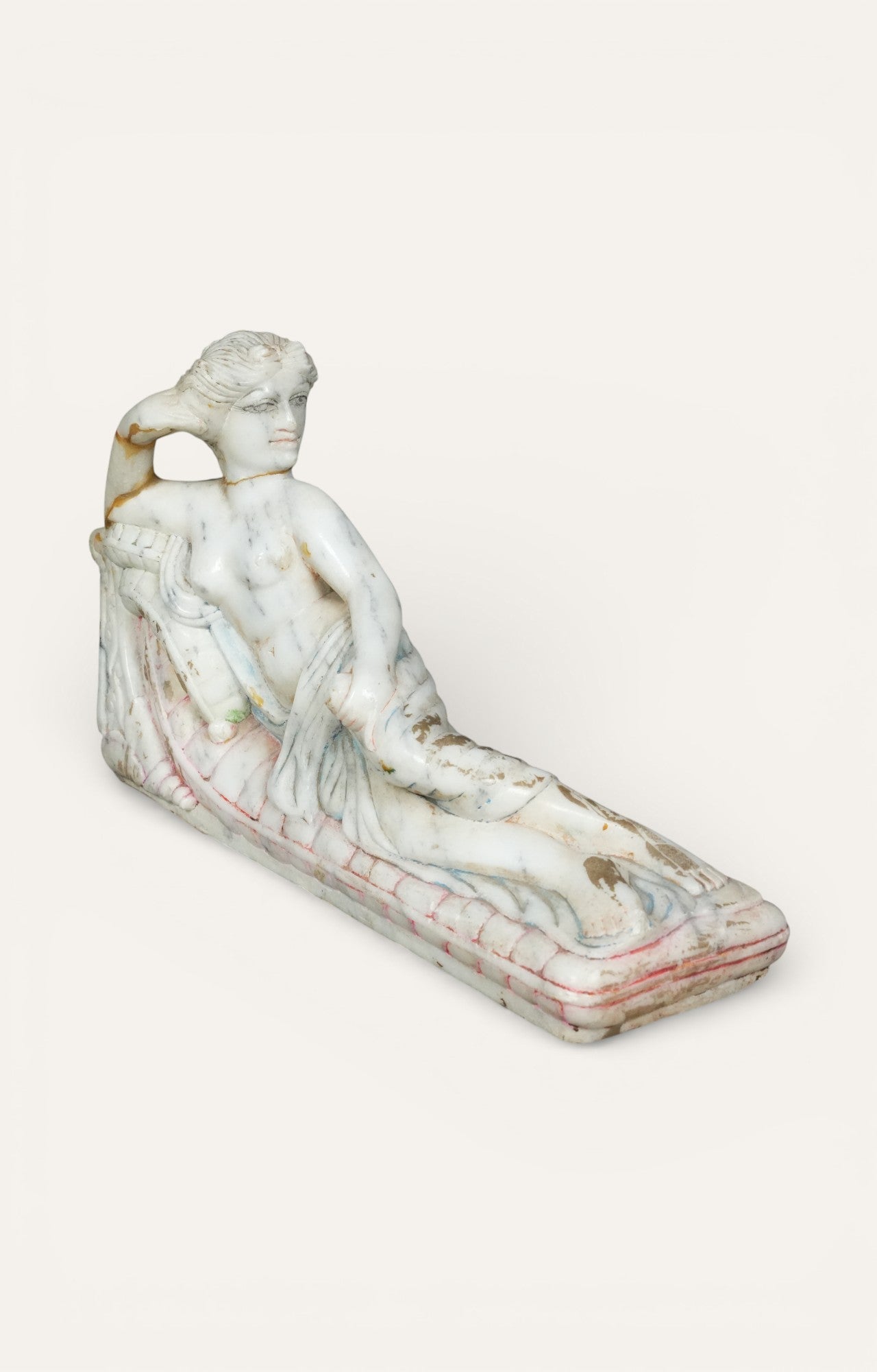 Antique Marble Reclining Lady Sculpture