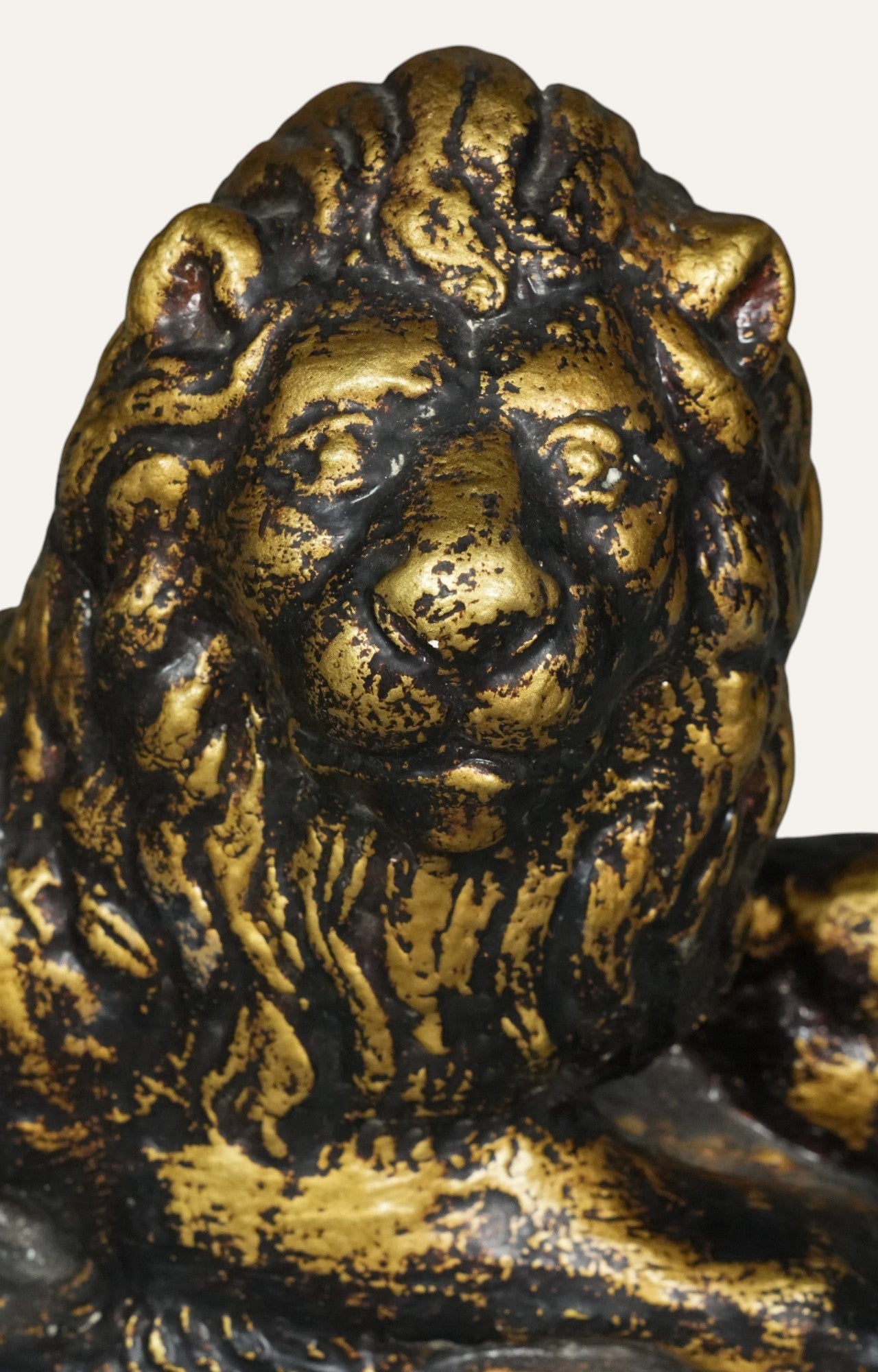 Antique Gold-Toned Lion Sculpture