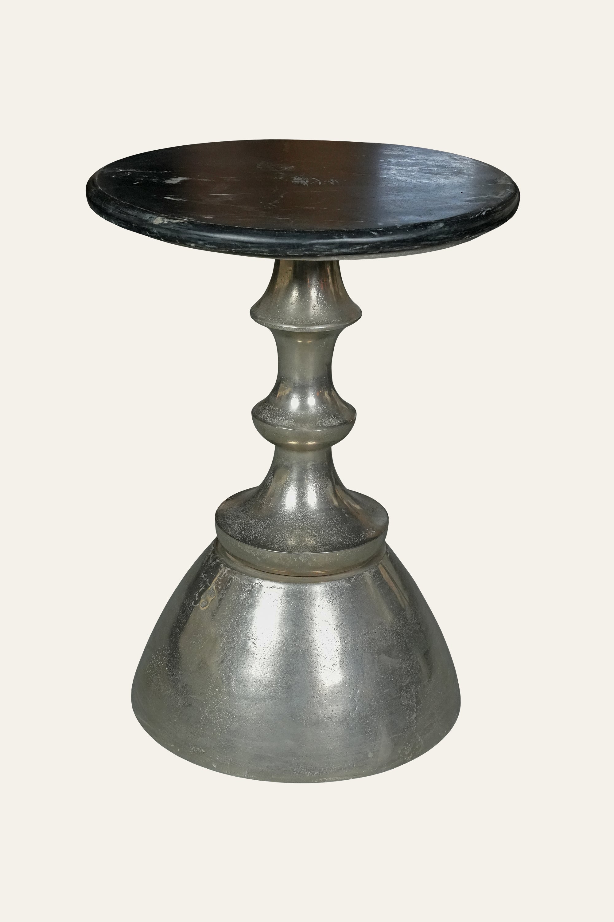 Black Metal Side Table with trumpet-shaped Base