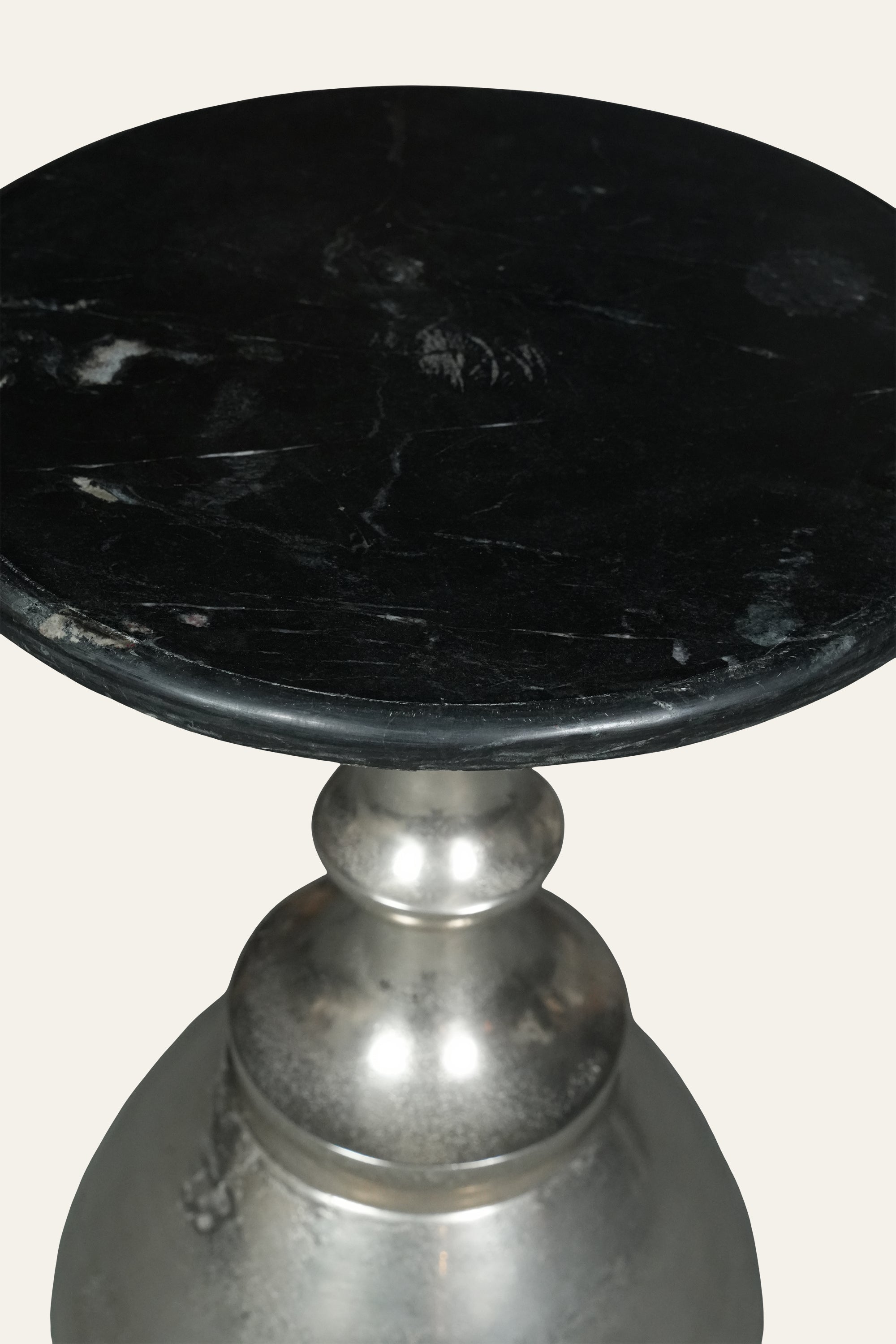 Black Metal Side Table with trumpet-shaped Base