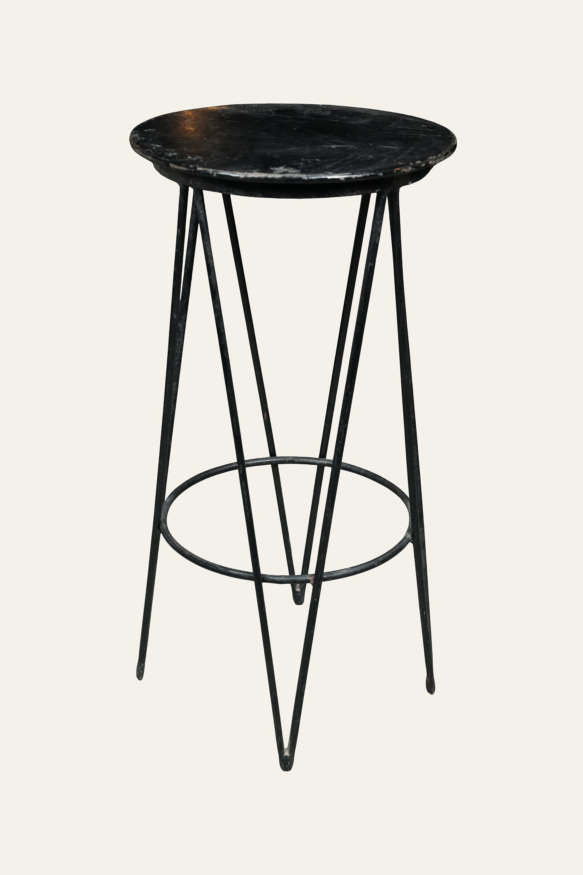Black Cast Iron Tall Stool for Balcony Corner Styling