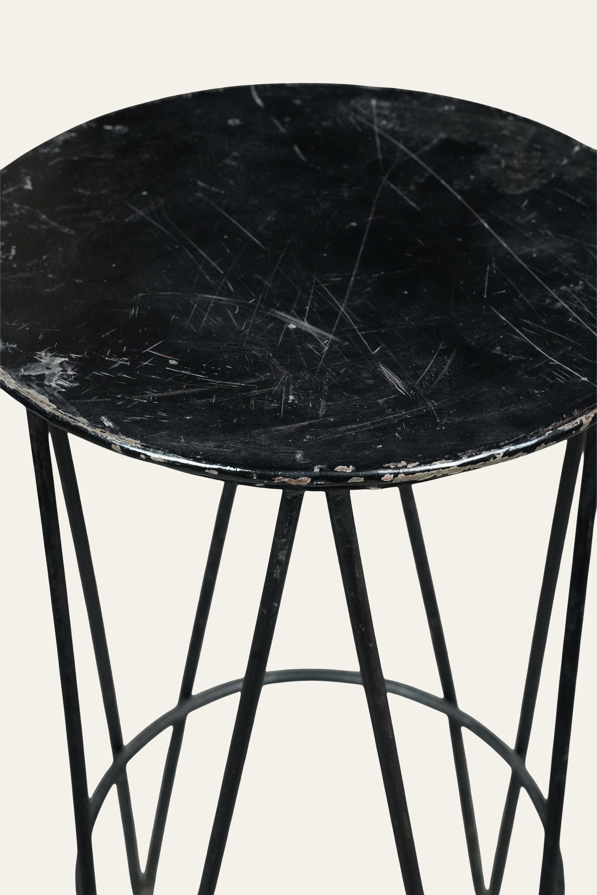 Black Cast Iron Tall Stool for Balcony Corner Styling