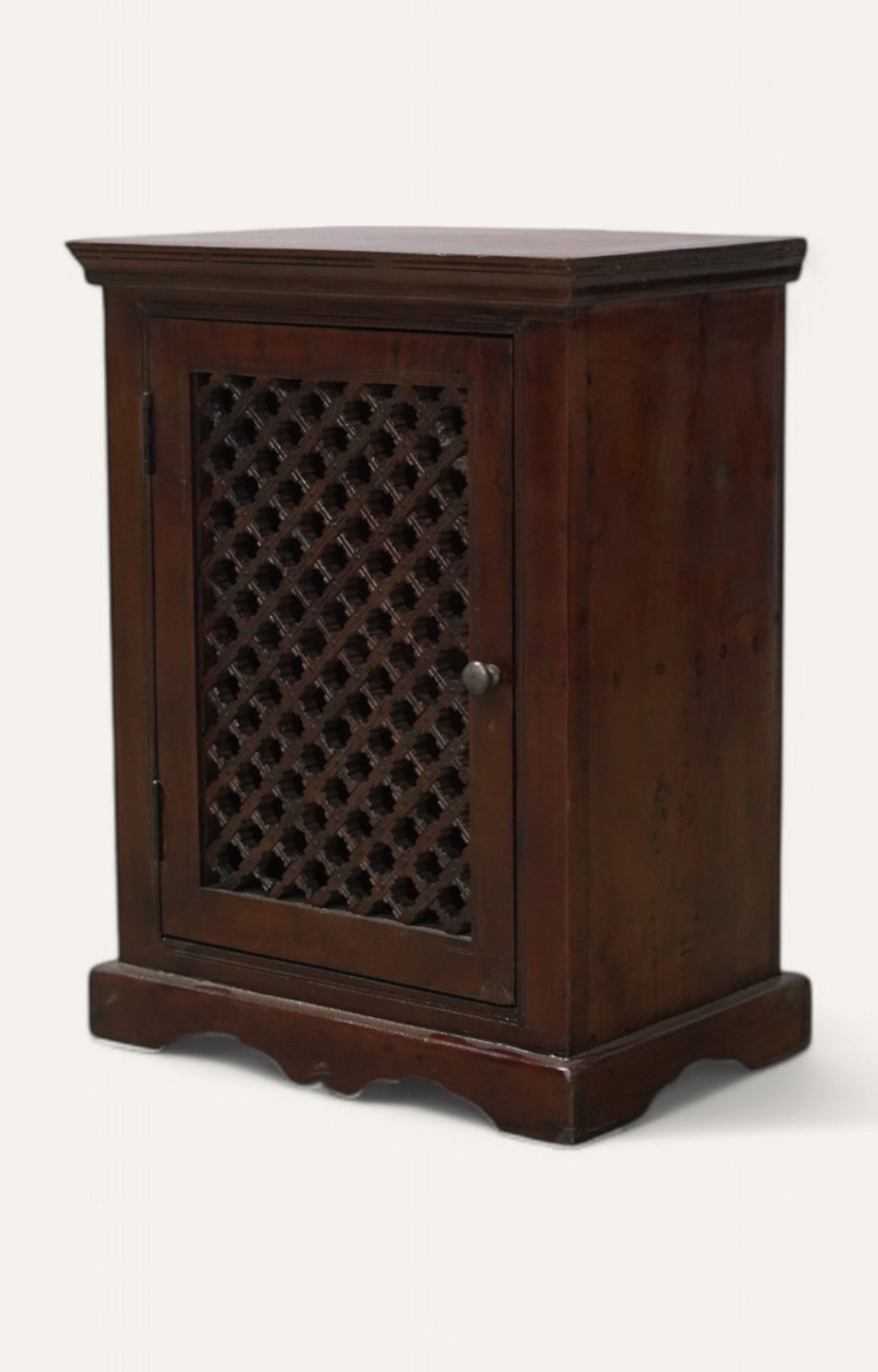 Lattice Wooden Side Cabinet with Door Storage