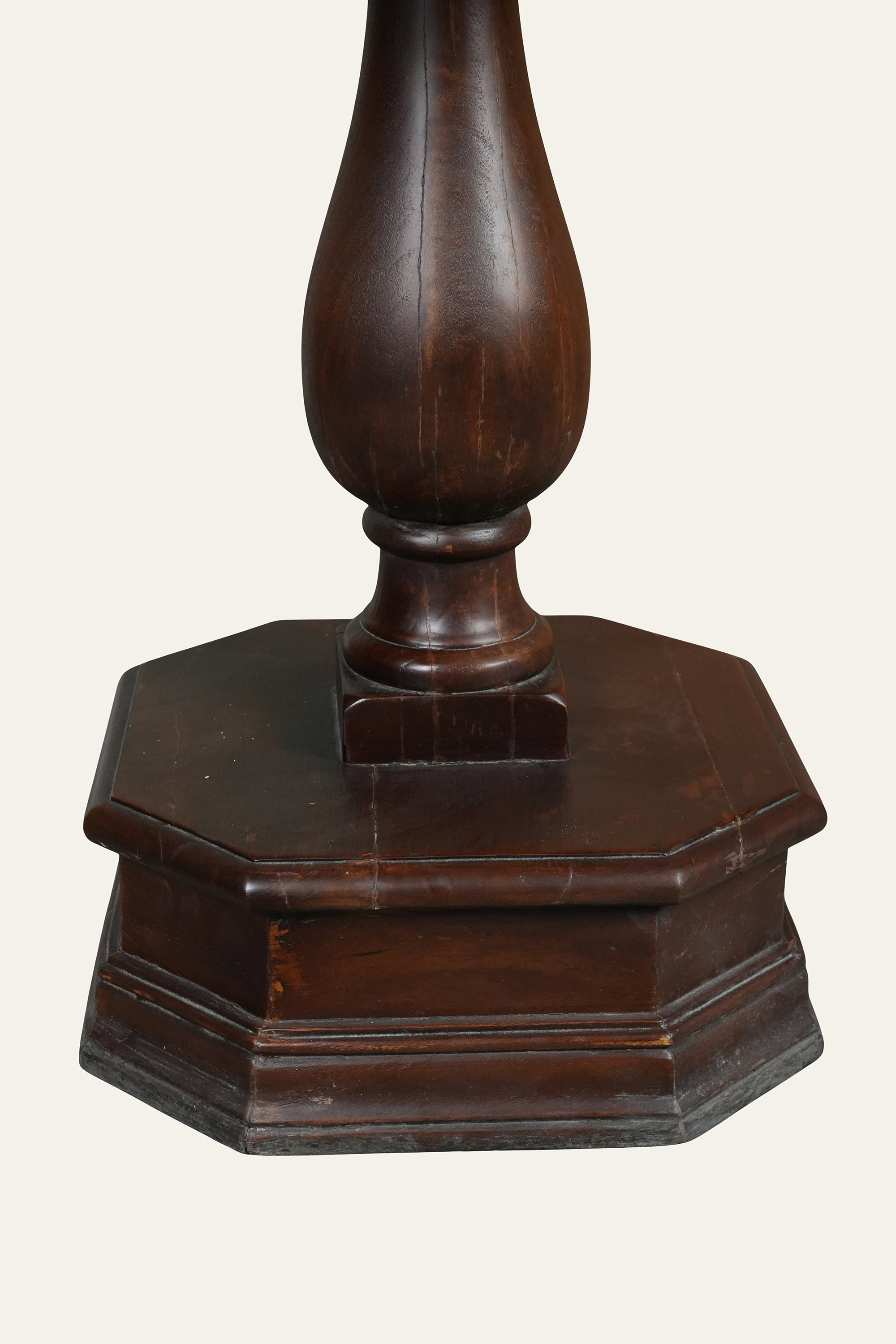 Round Marble Top Coffee Table with Wooden Pedestal Base