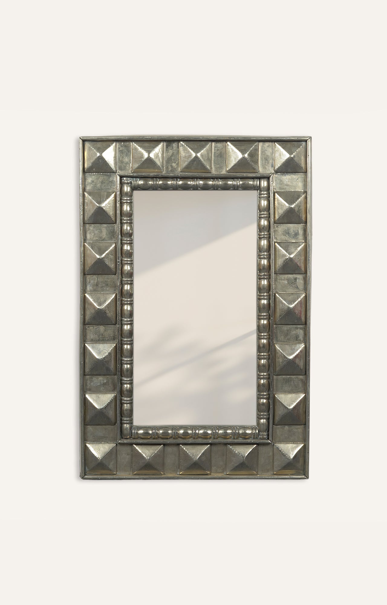 White metal framed mirror