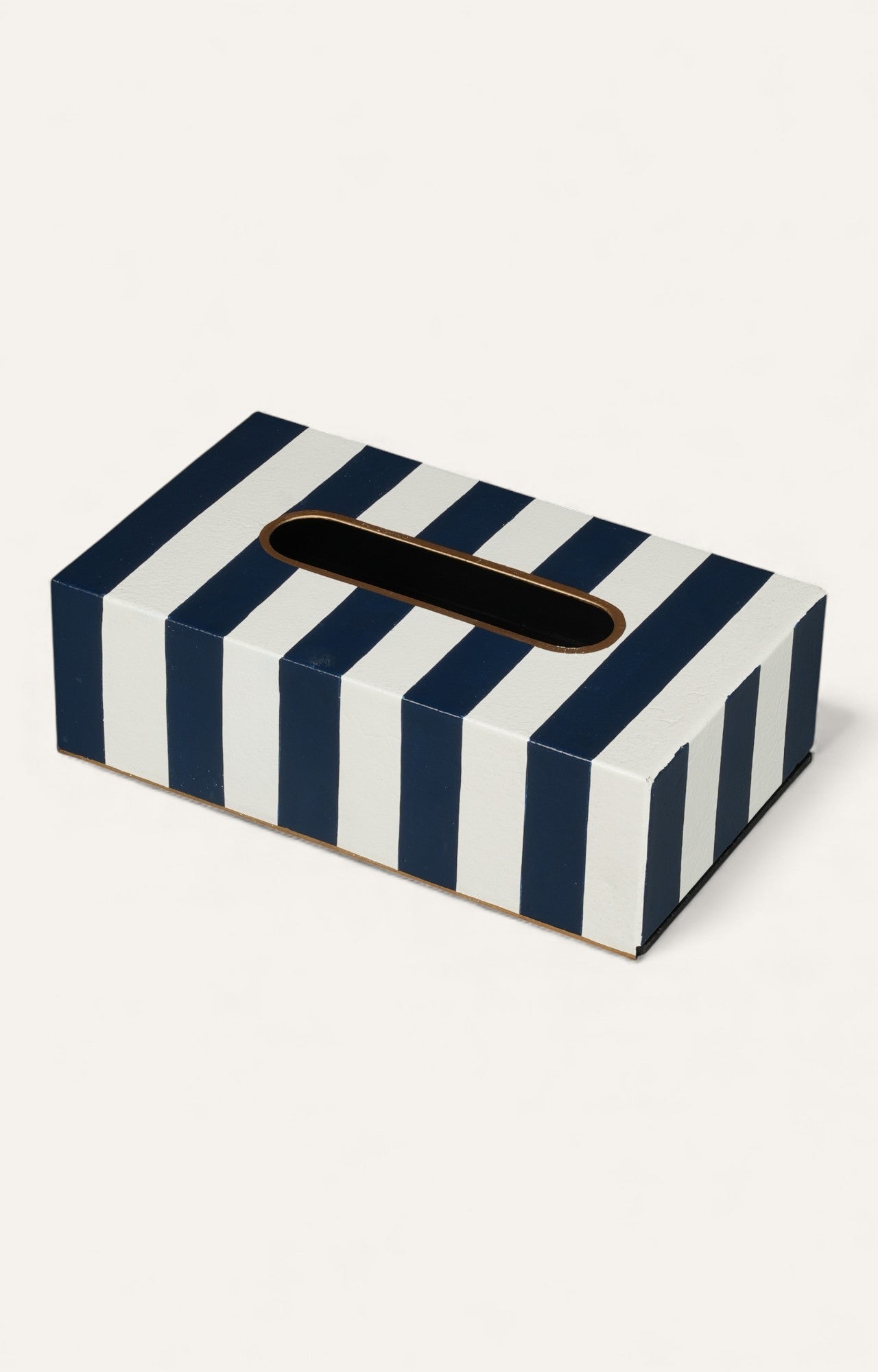 Stripe Hand-Painted Metal Tissue Box