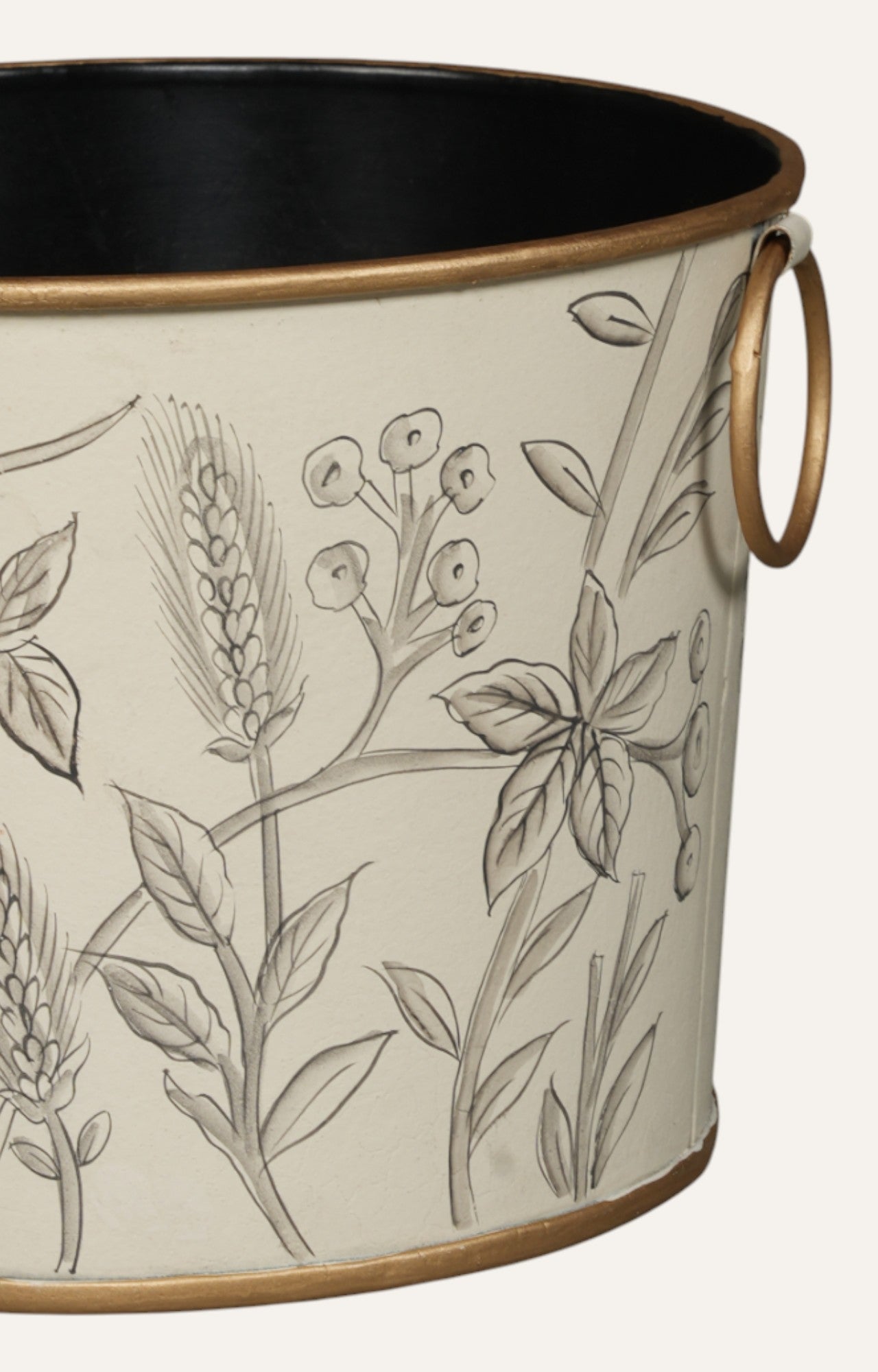 Hand-Painted Botanical Wastebin / Basket