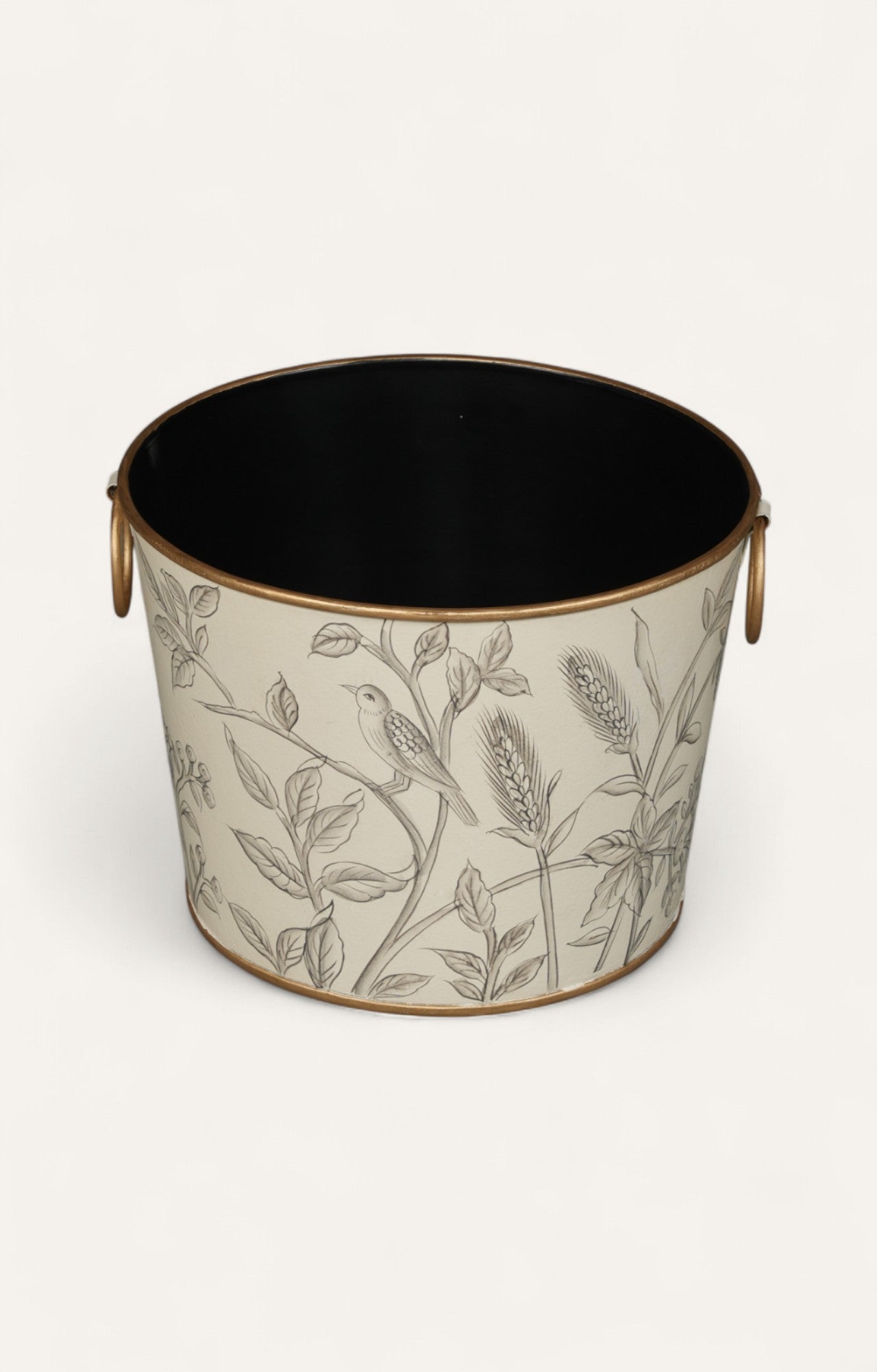 Hand-Painted Botanical Wastebin / Basket