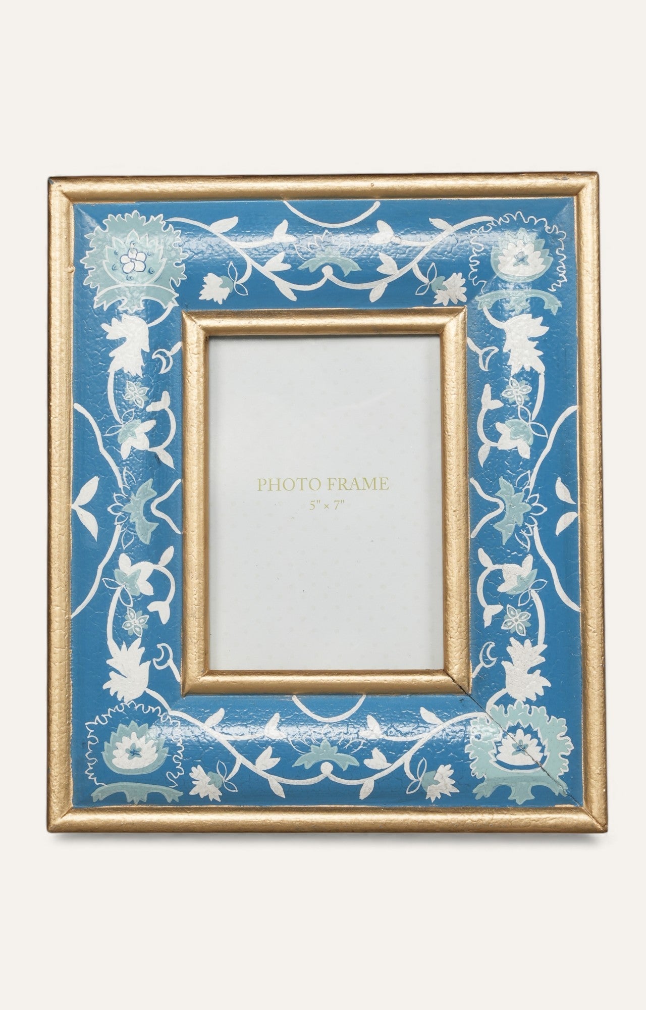 Blue Floral Hand-Painted Picture Frame