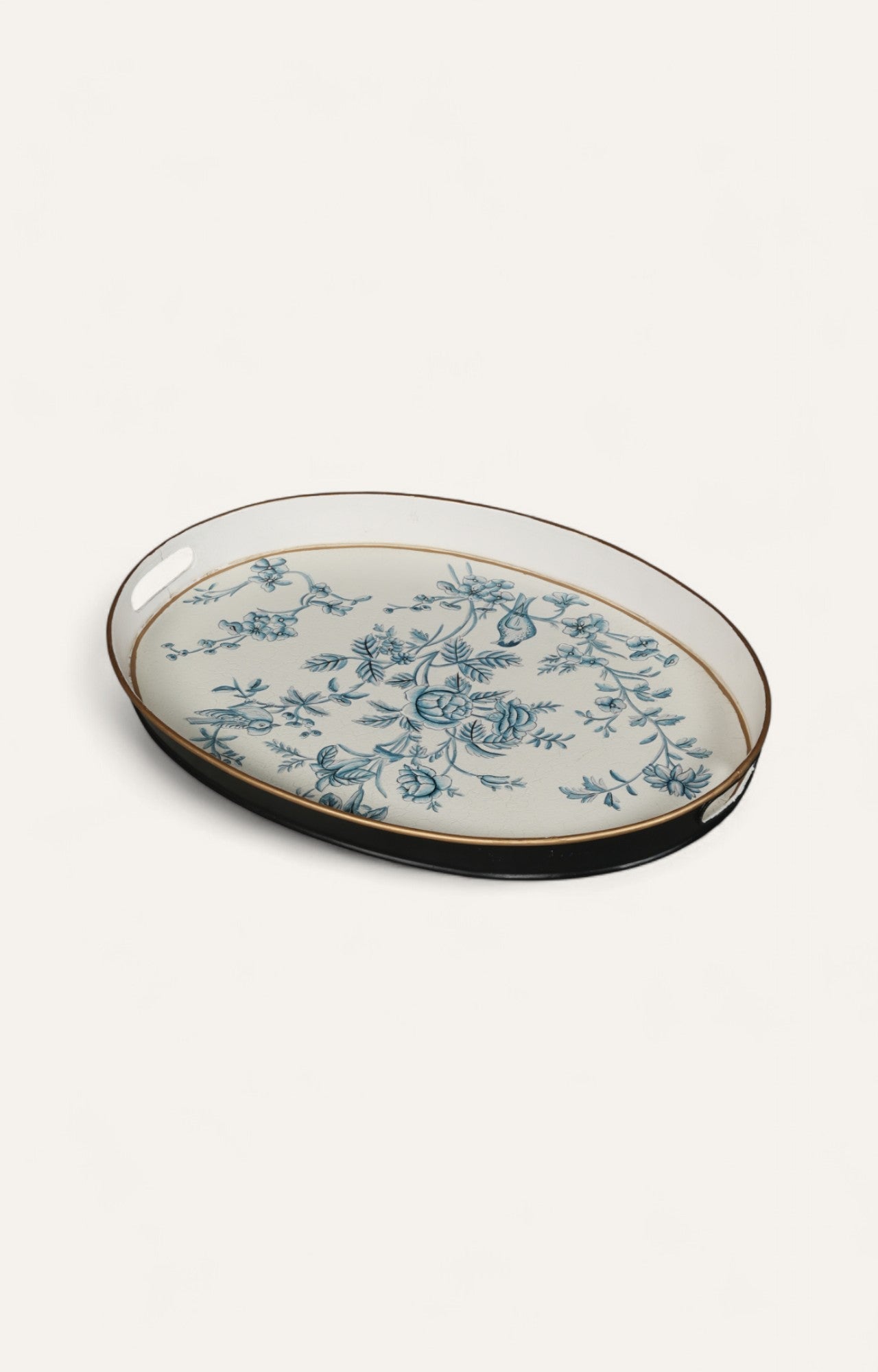 Oval Floral Accent Tray