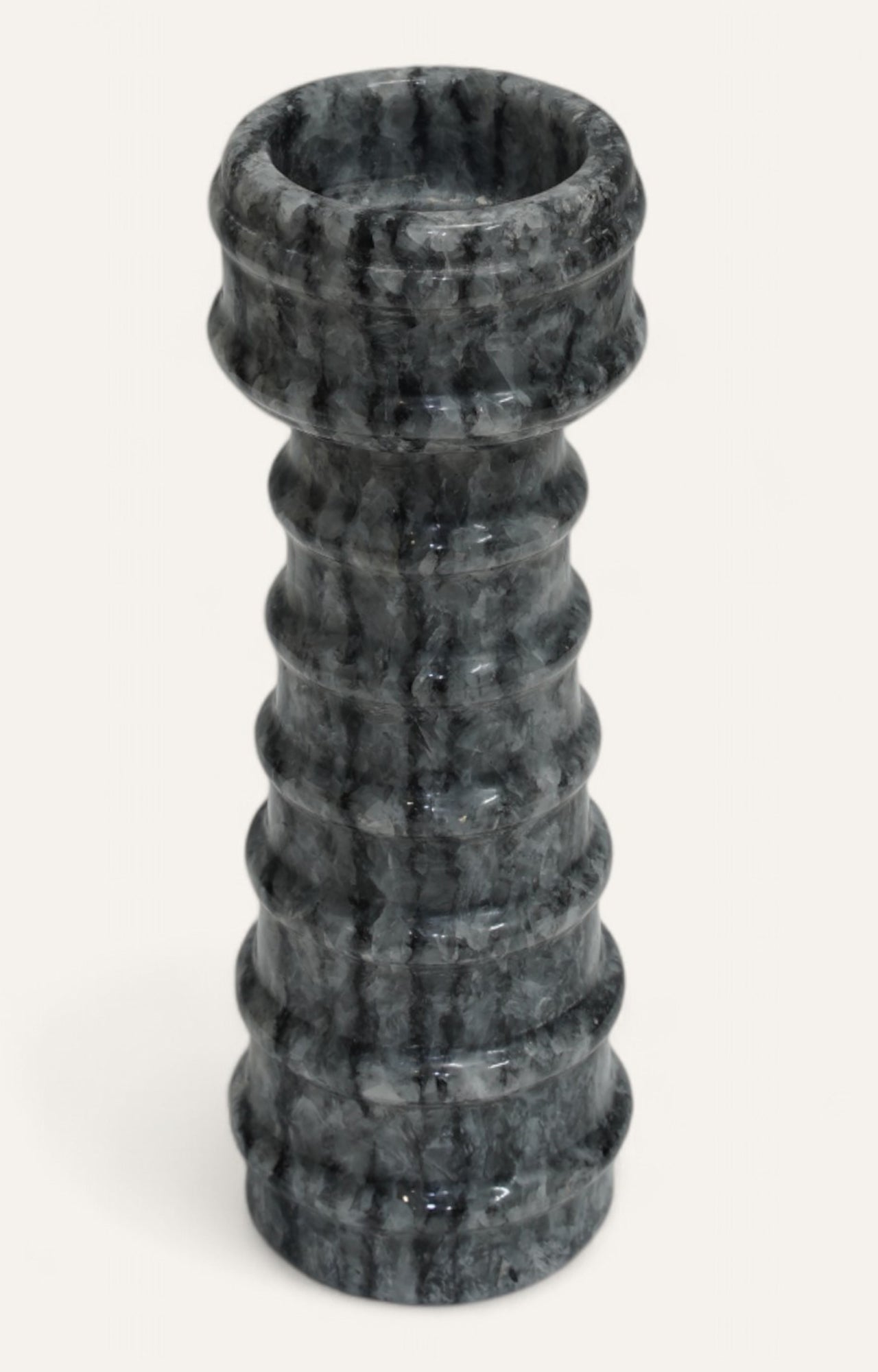 Layered Tower Striated Marble Candle Holder