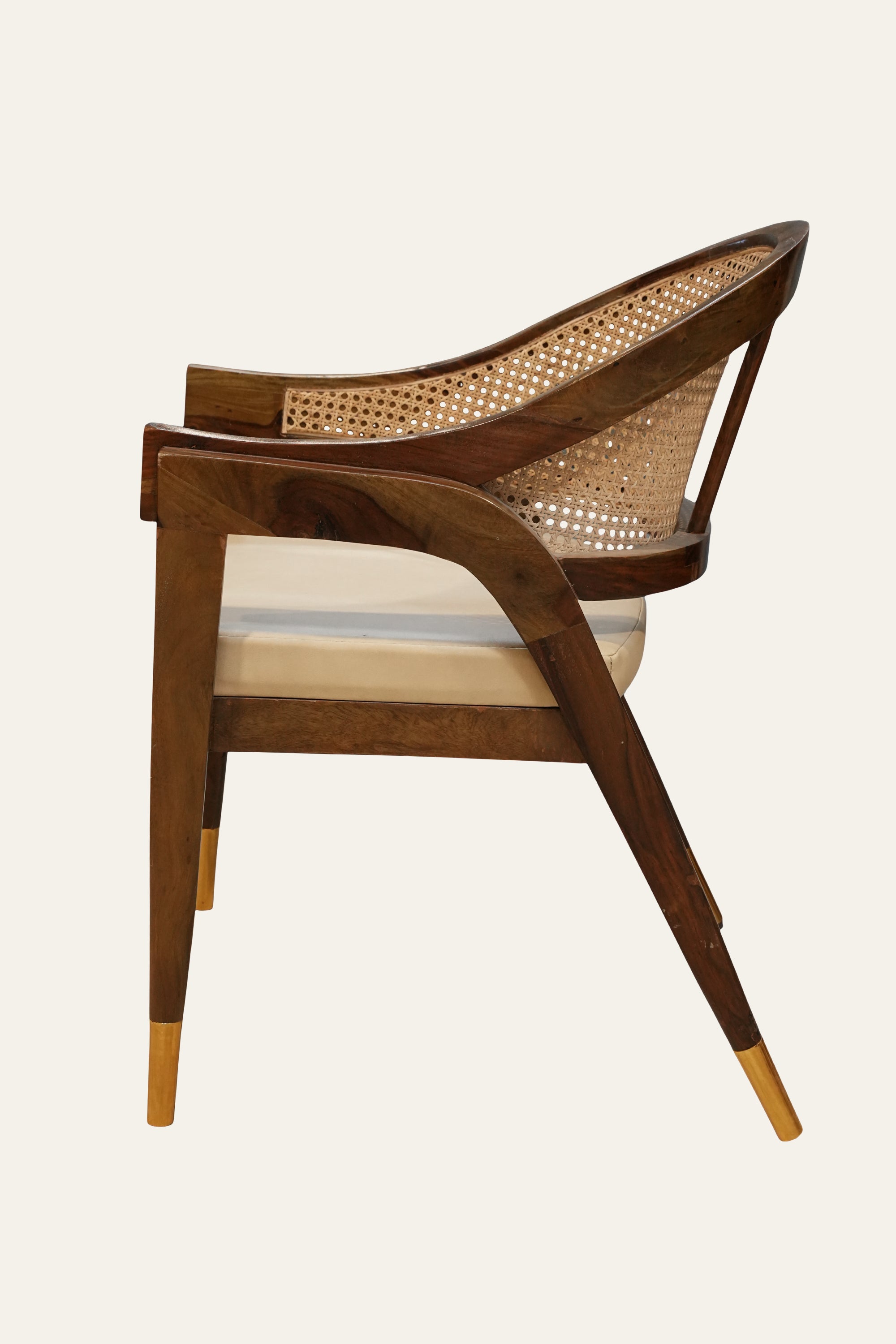 Cane Back Accent Chair with Gold-Tipped Legs