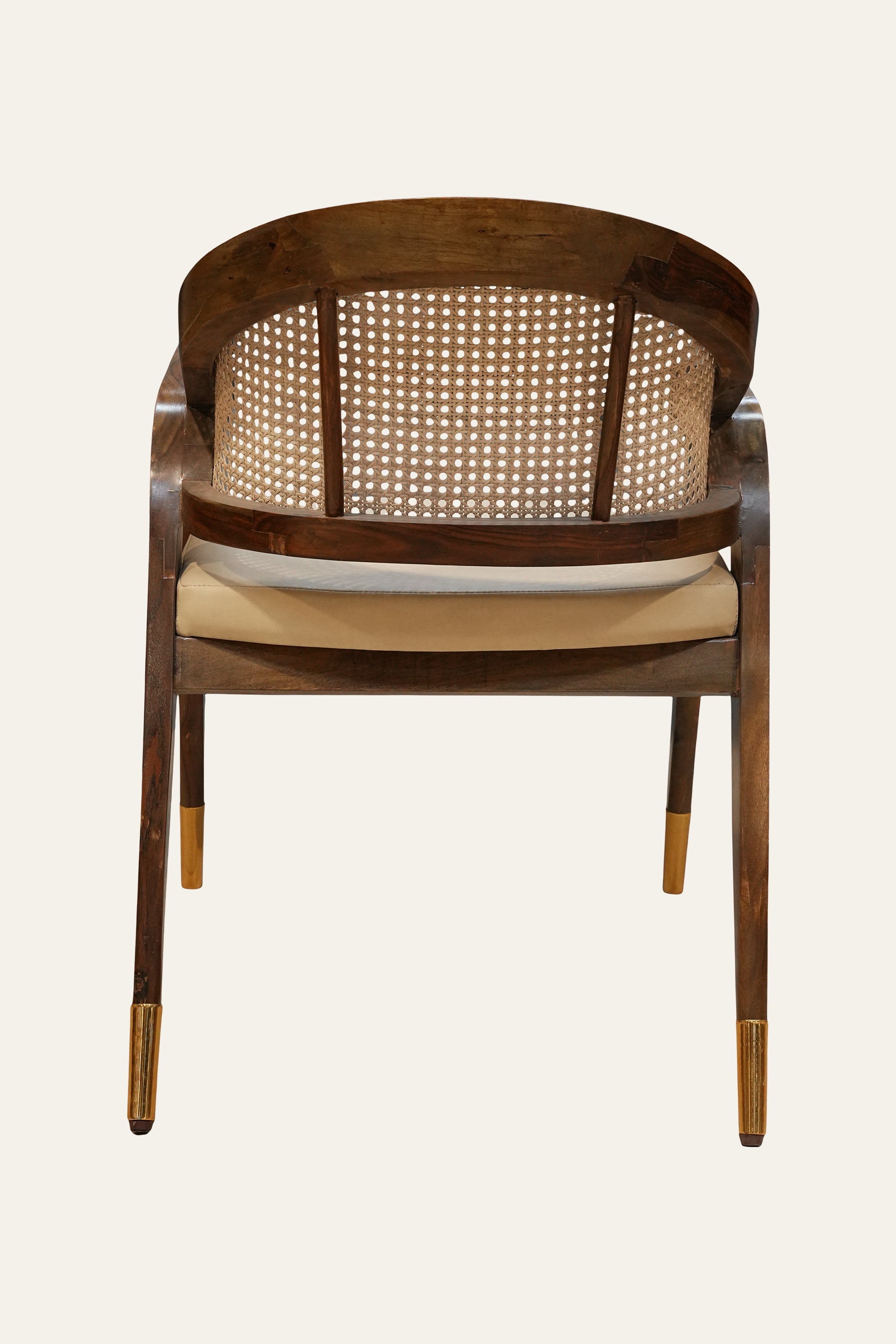 Cane Back Accent Chair with Gold-Tipped Legs