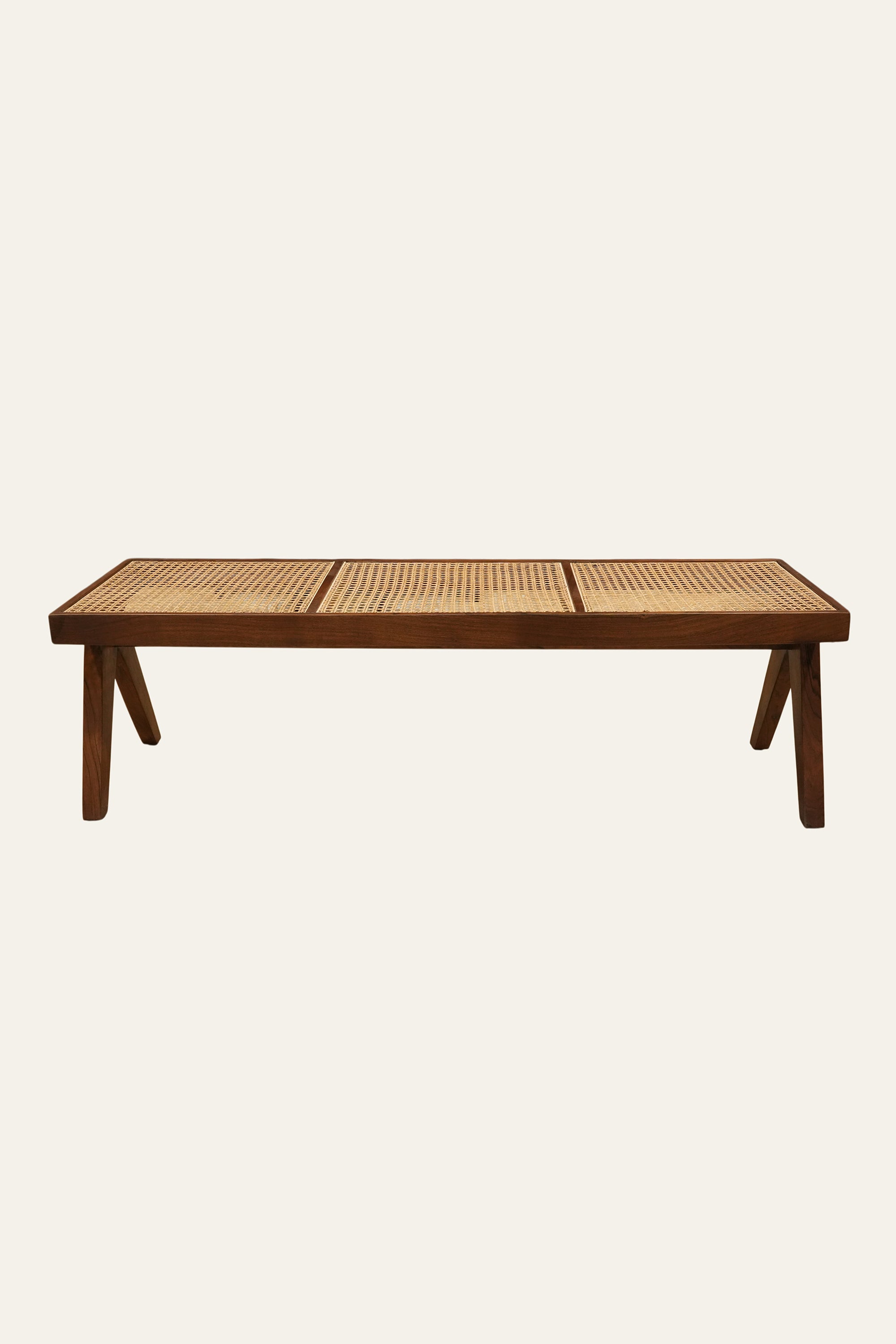 Brown Long Cane Bench for Entryway Seating