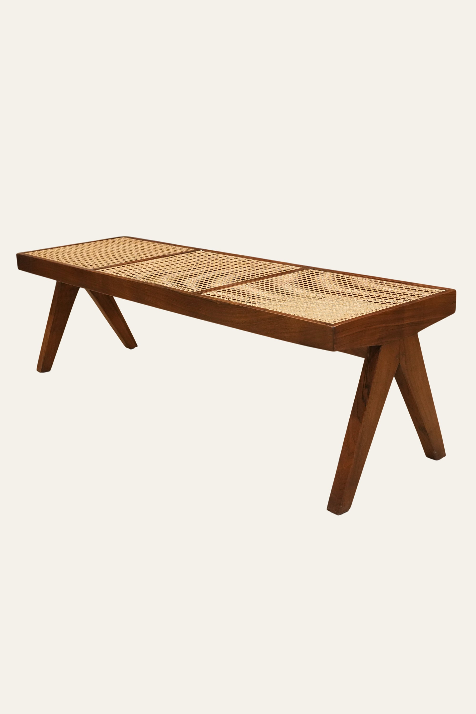 Brown Long Cane Bench for Entryway Seating