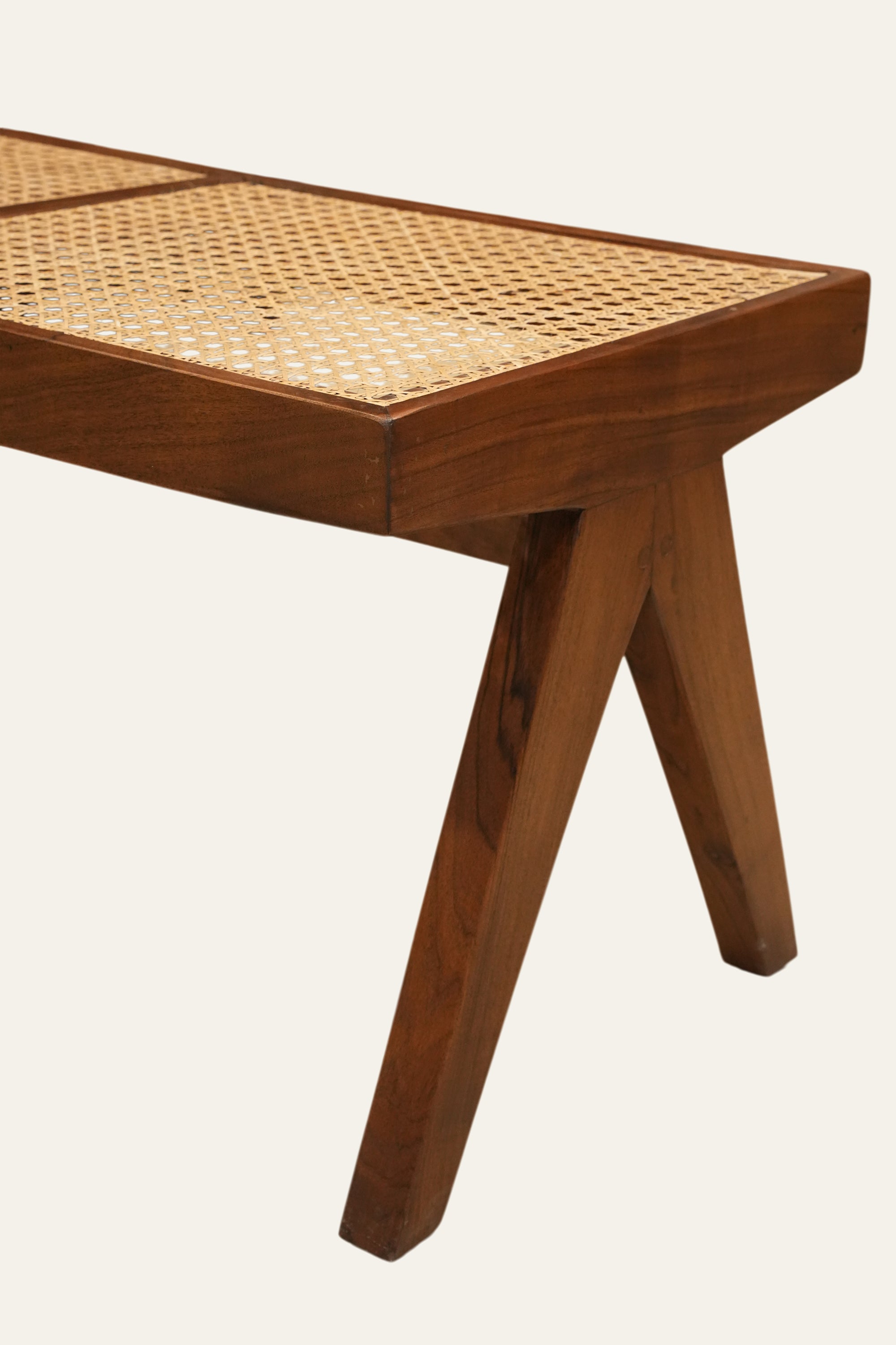 Brown Long Cane Bench for Entryway Seating