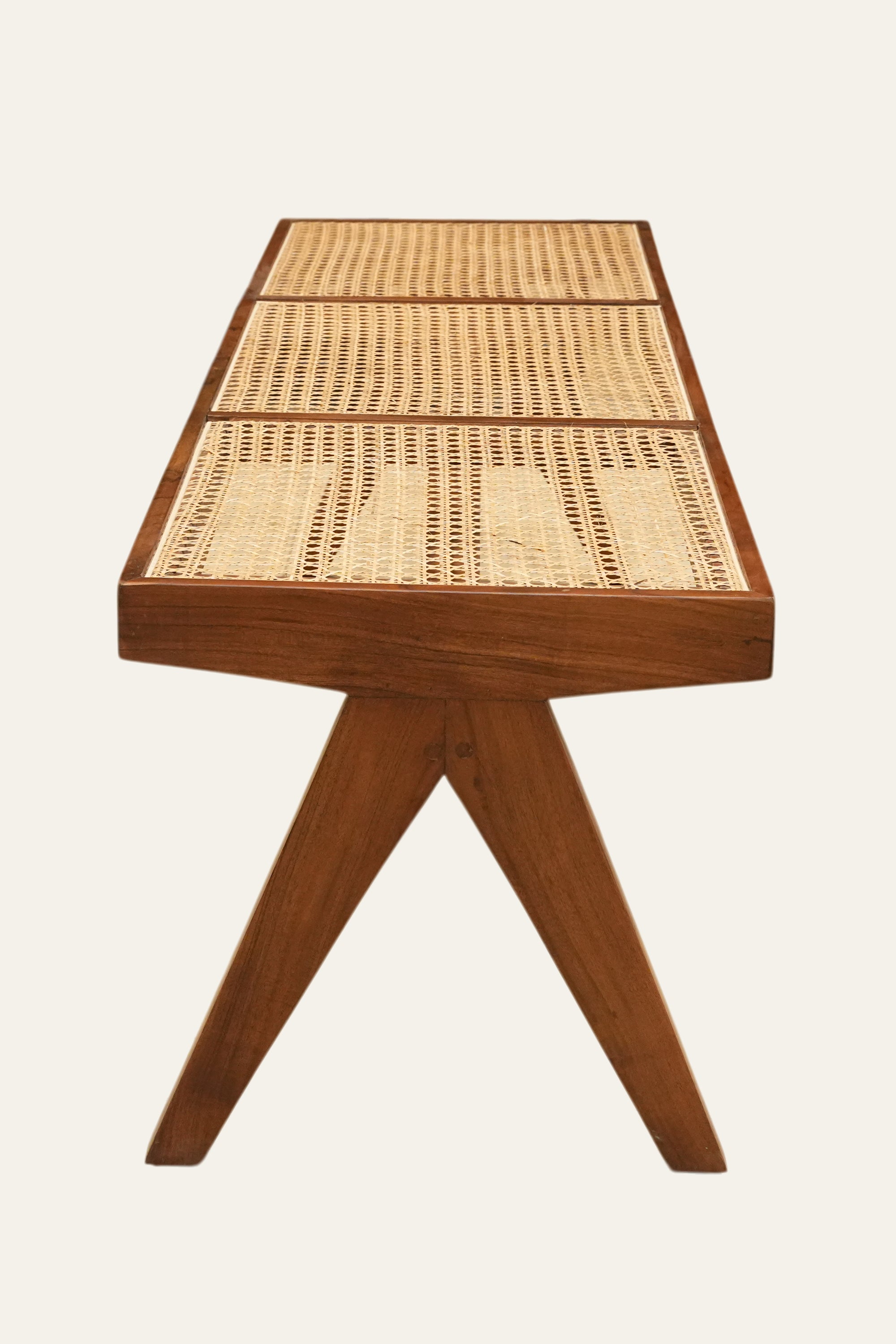 Brown Long Cane Bench for Entryway Seating