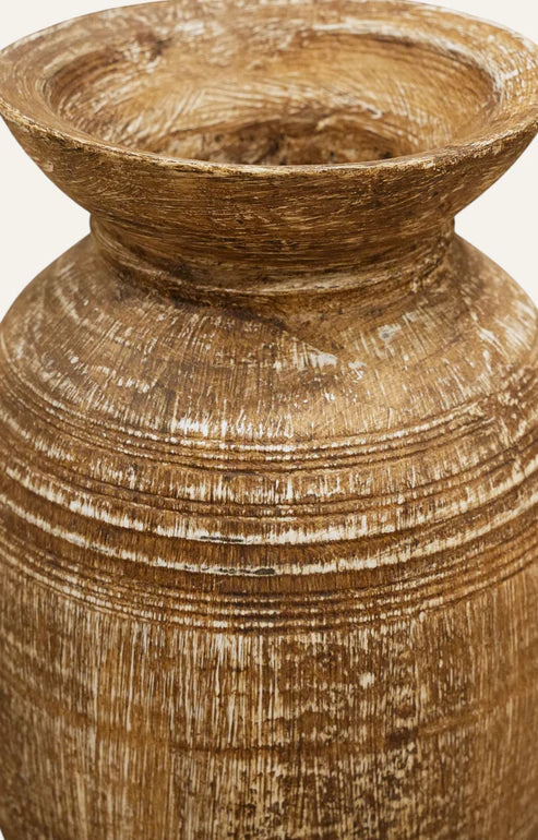 Handcarved Rustic Wooden Matka Pair