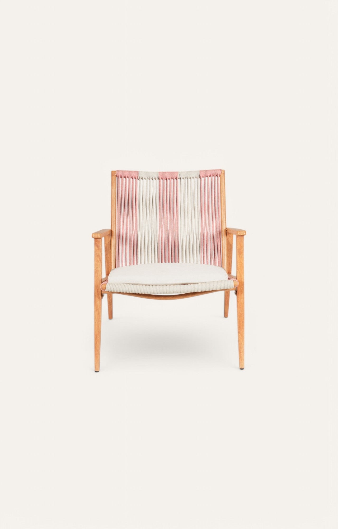 Pastel Rope-Detail Wooden Armchair