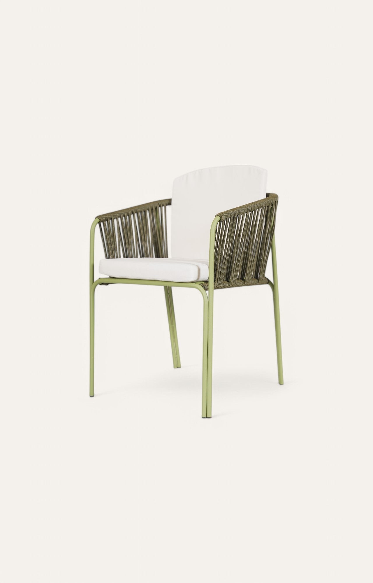 Green Outdoor Armchair with Sage Rope Detailing