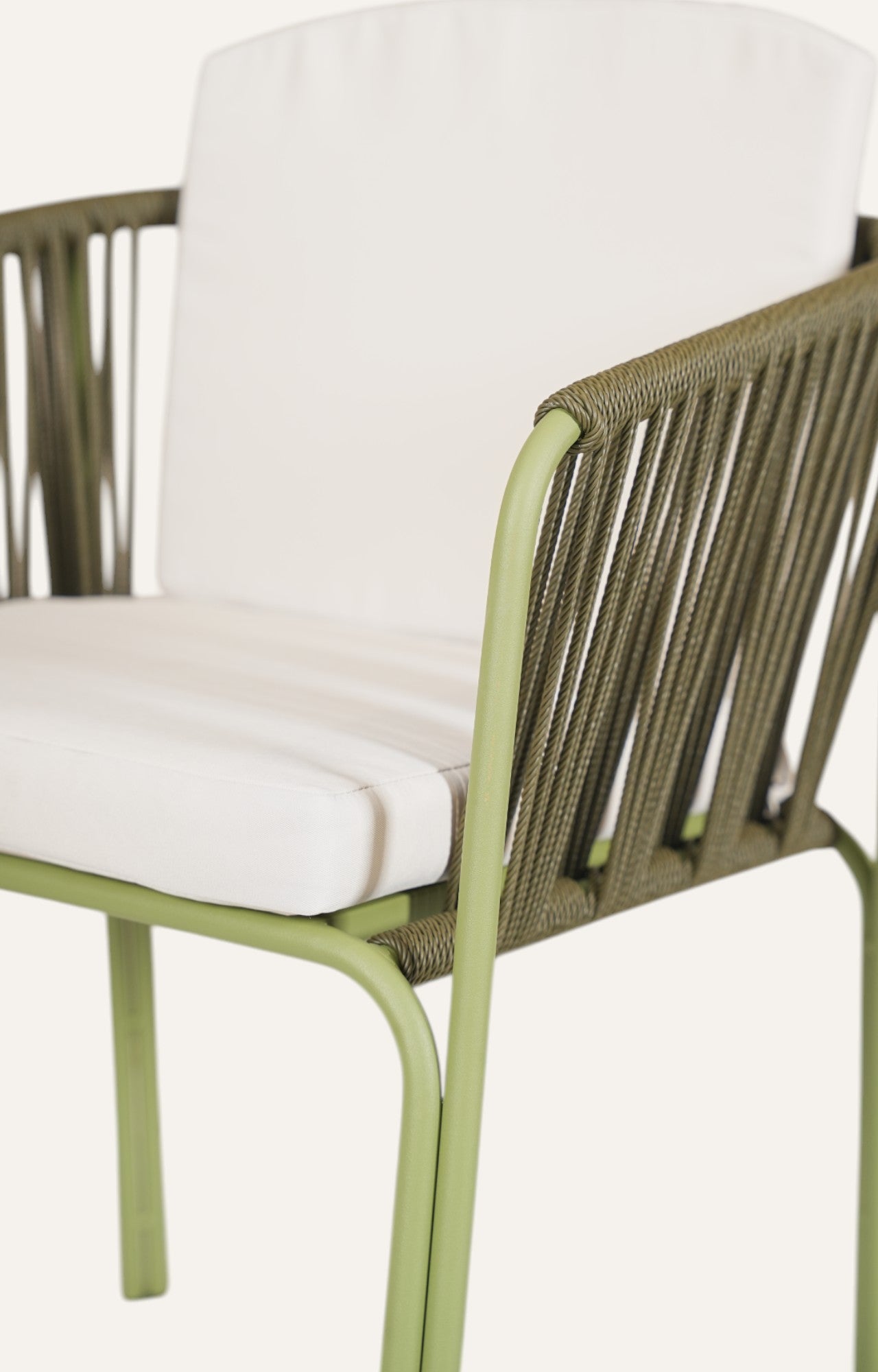 Green Outdoor Armchair with Sage Rope Detailing