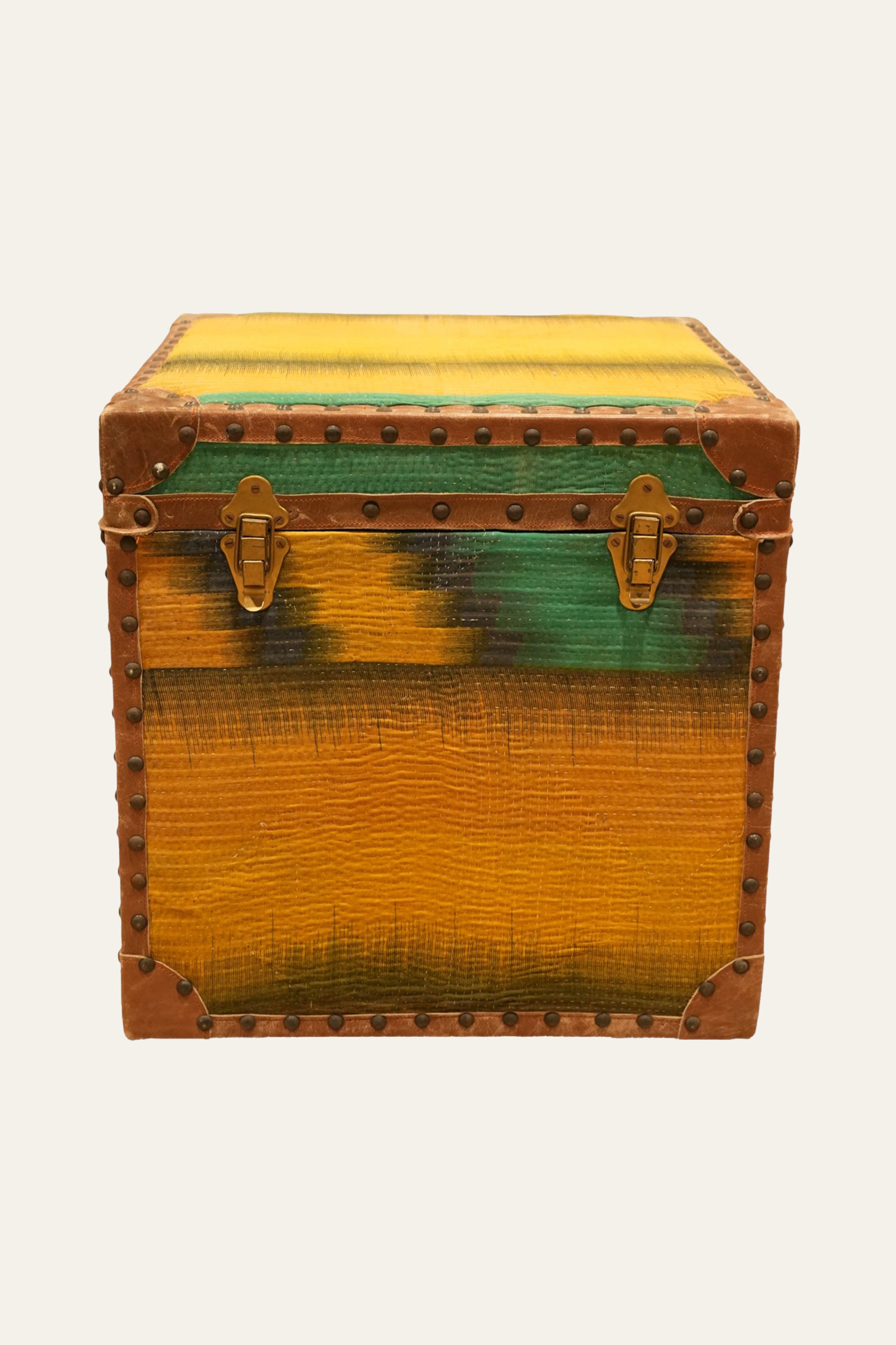 Yellow Ochre Ralli Textile Trunk with Brass Studs