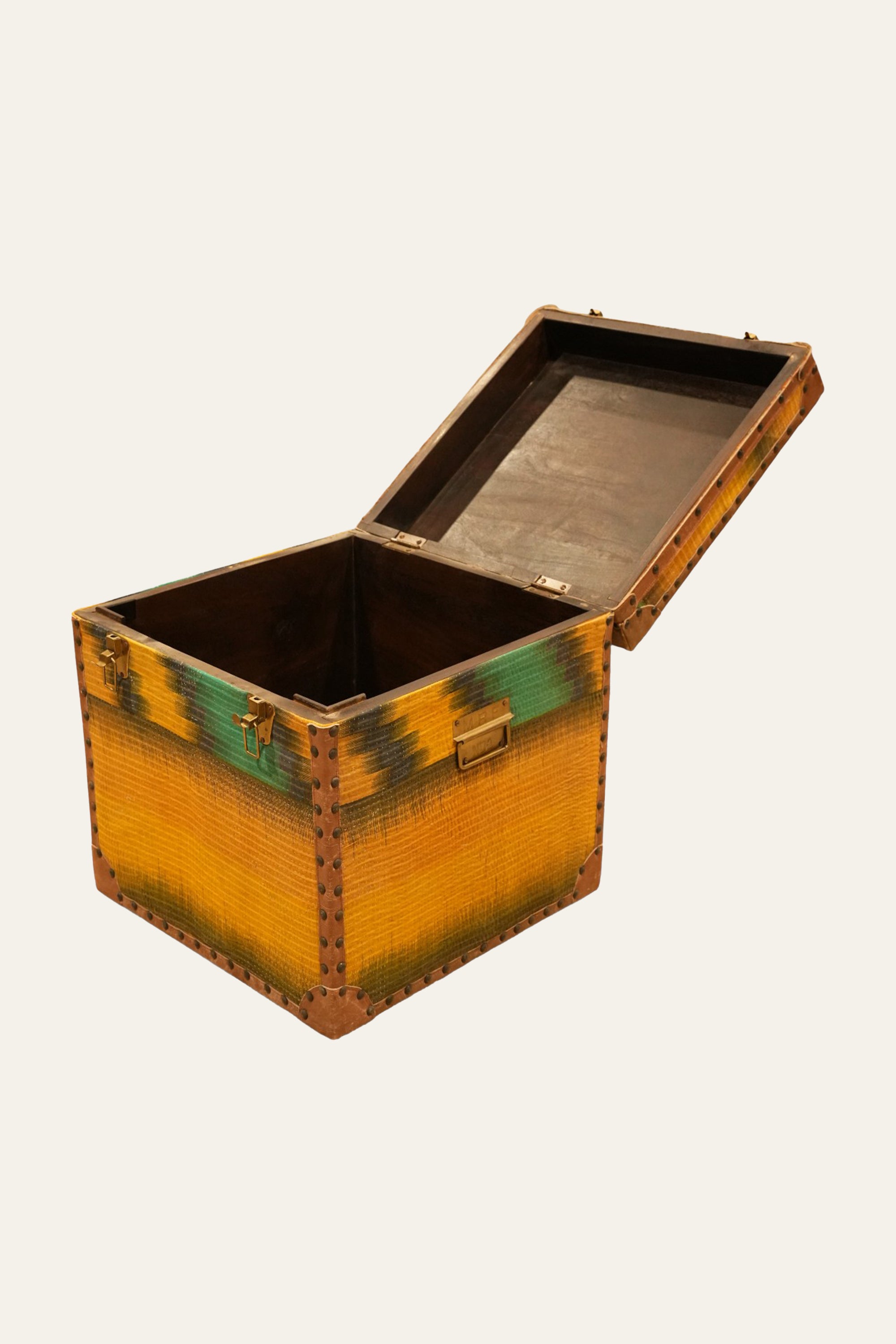 Yellow Ochre Ralli Textile Trunk with Brass Studs