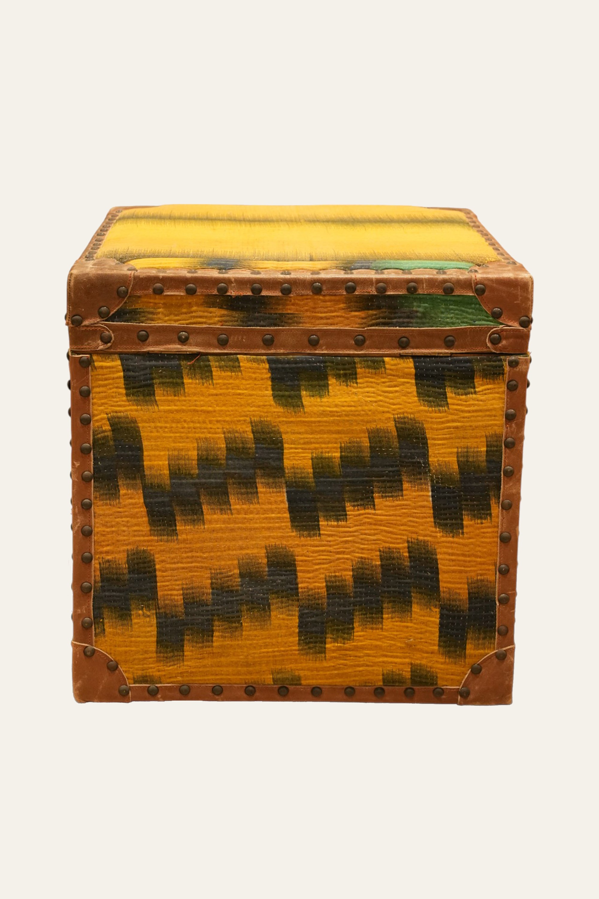 Yellow Ochre Ralli Textile Trunk with Brass Studs