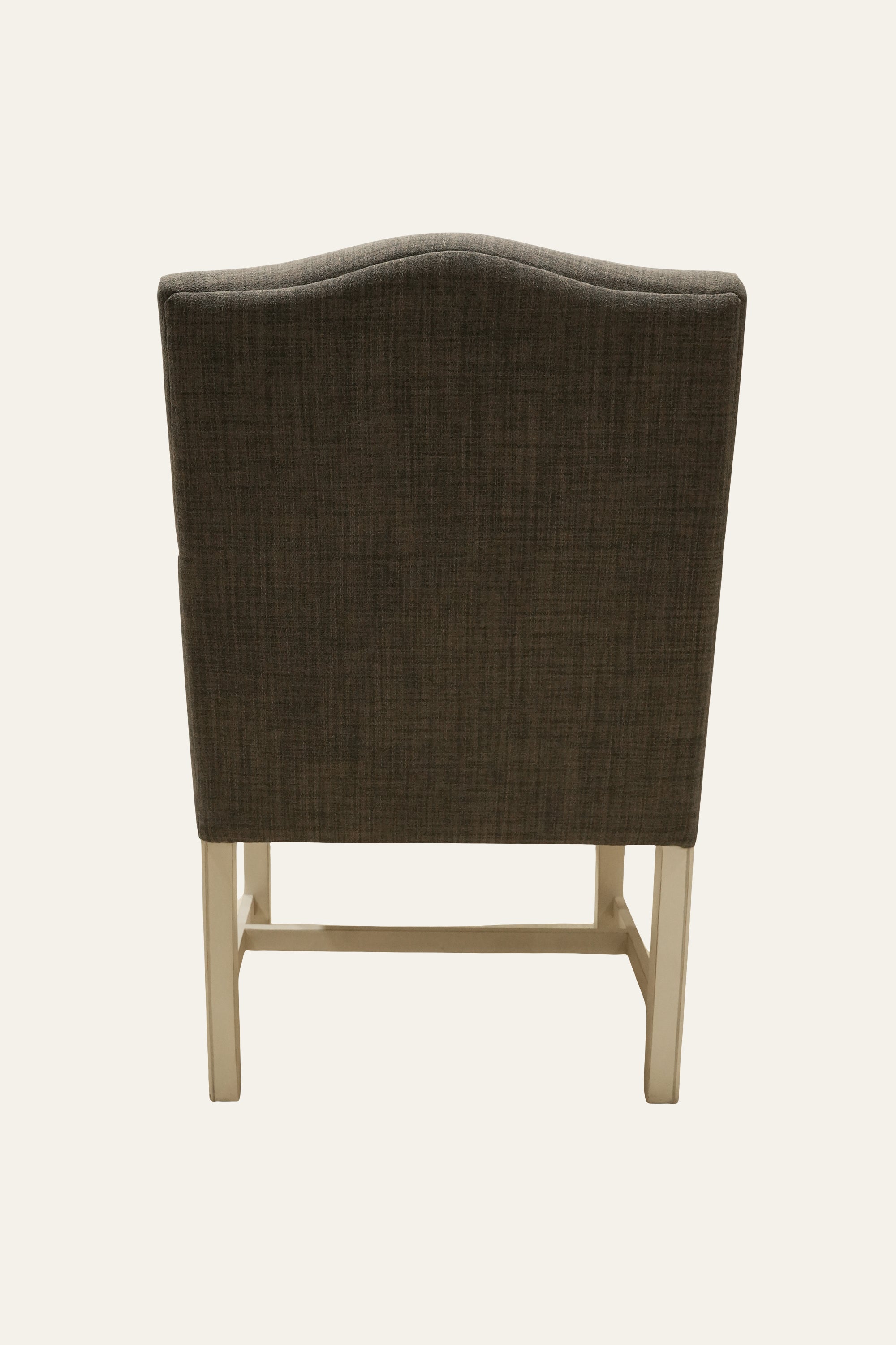 Grey Upholstered Lounge Armchair with Natural Wood Frame