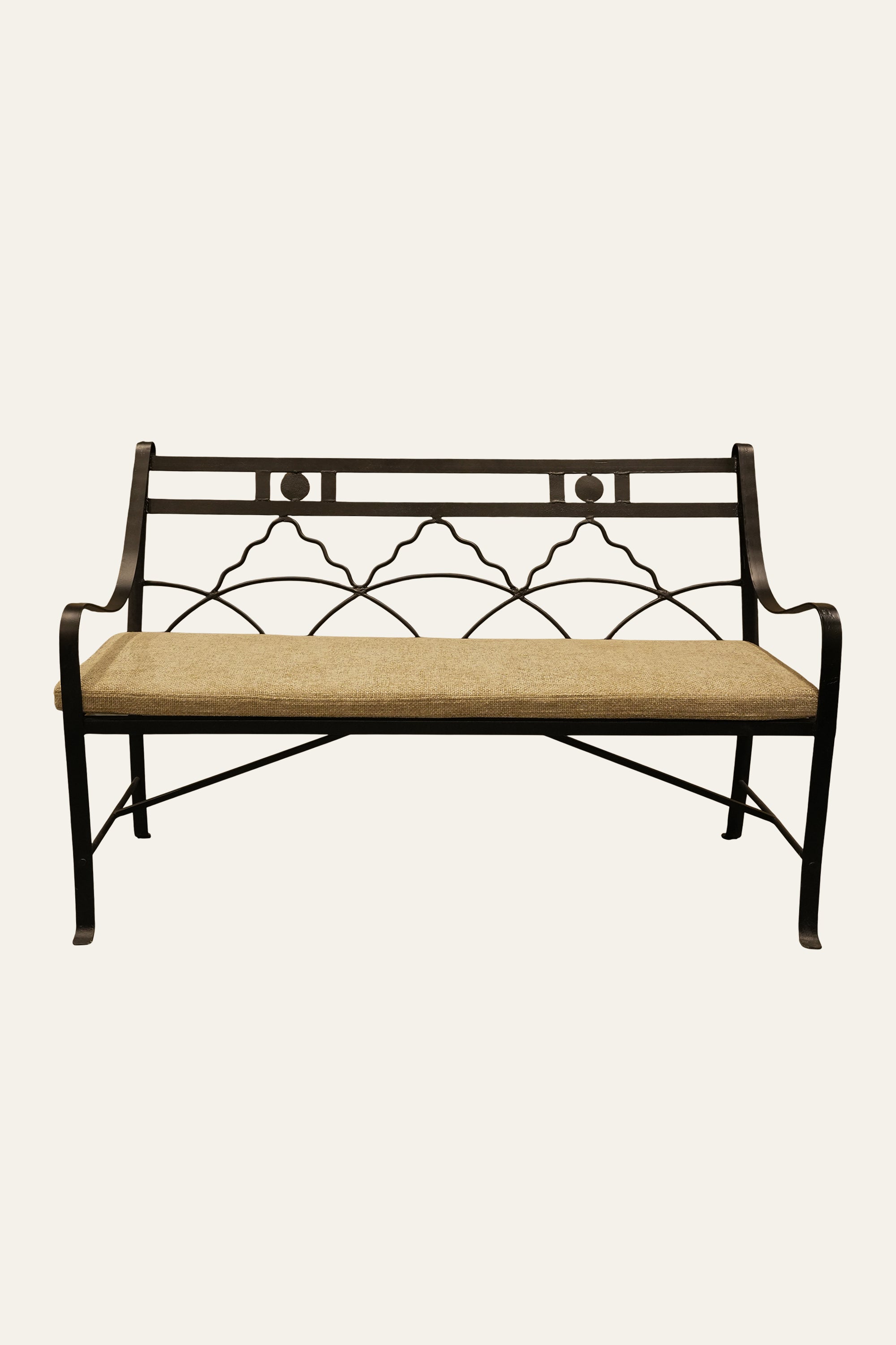 Long Patio Metal Bench for Terrace and Outdoor Lounging