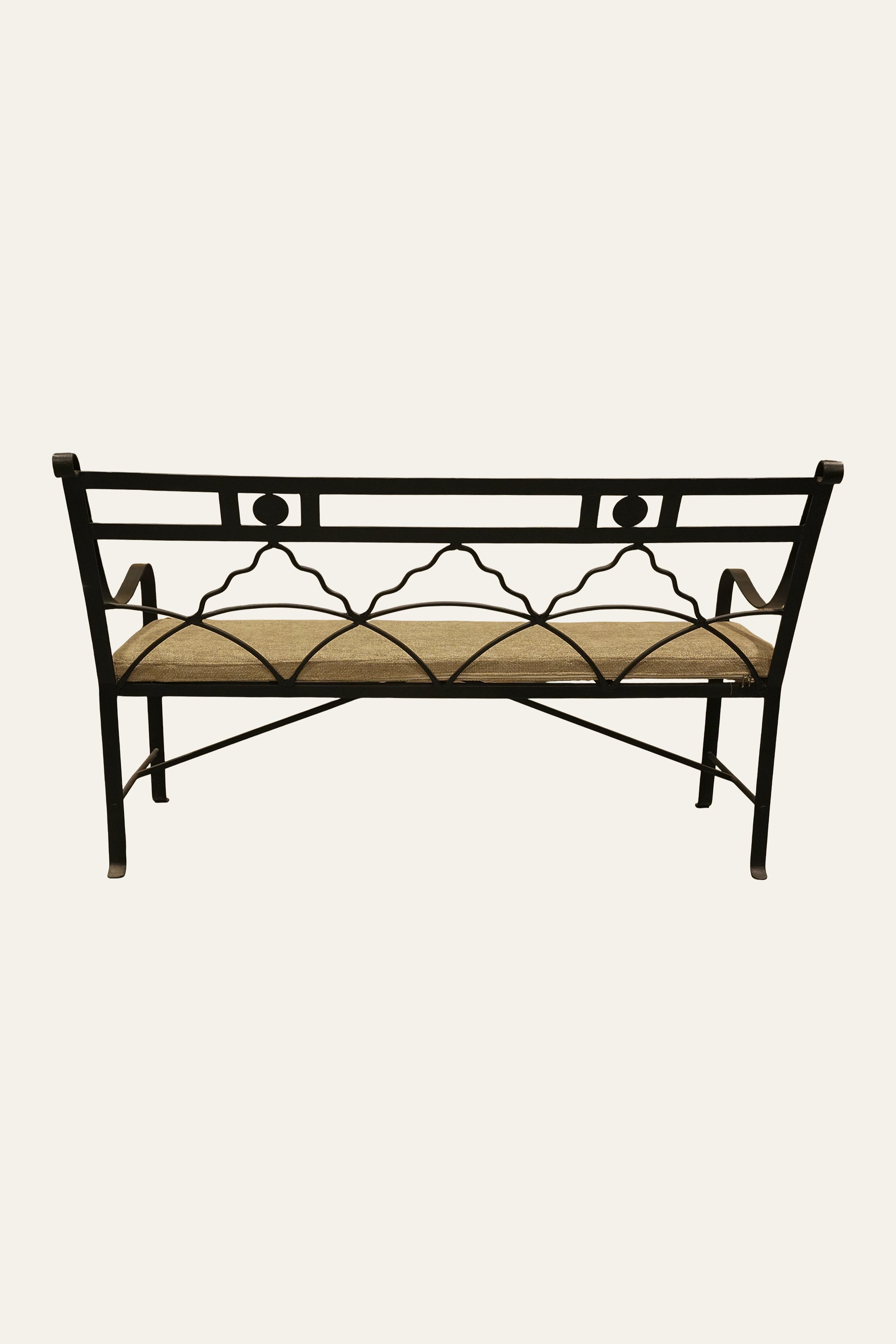 Long Patio Metal Bench for Terrace and Outdoor Lounging