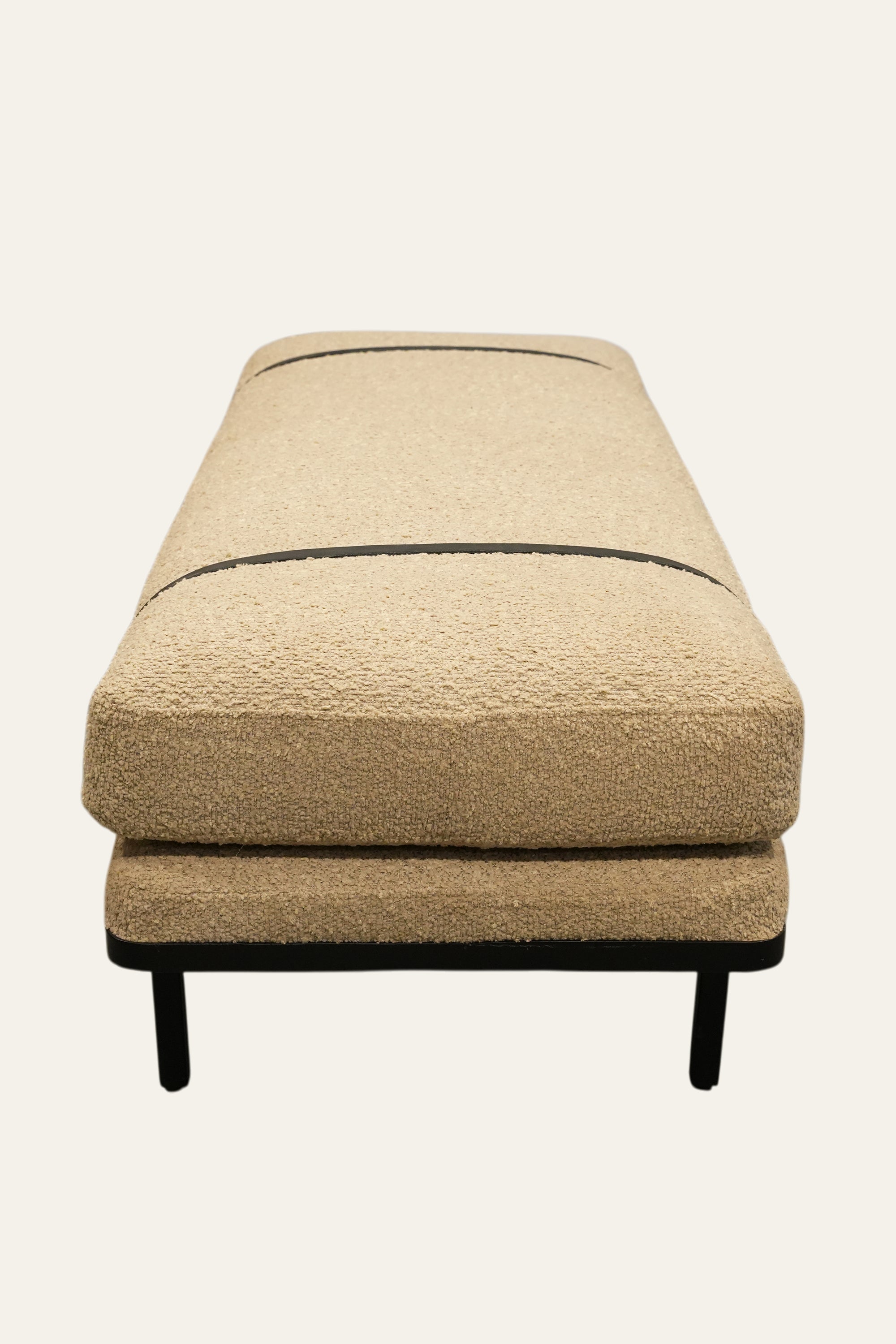 Brown Boucle Rectangular Bench for Bedroom