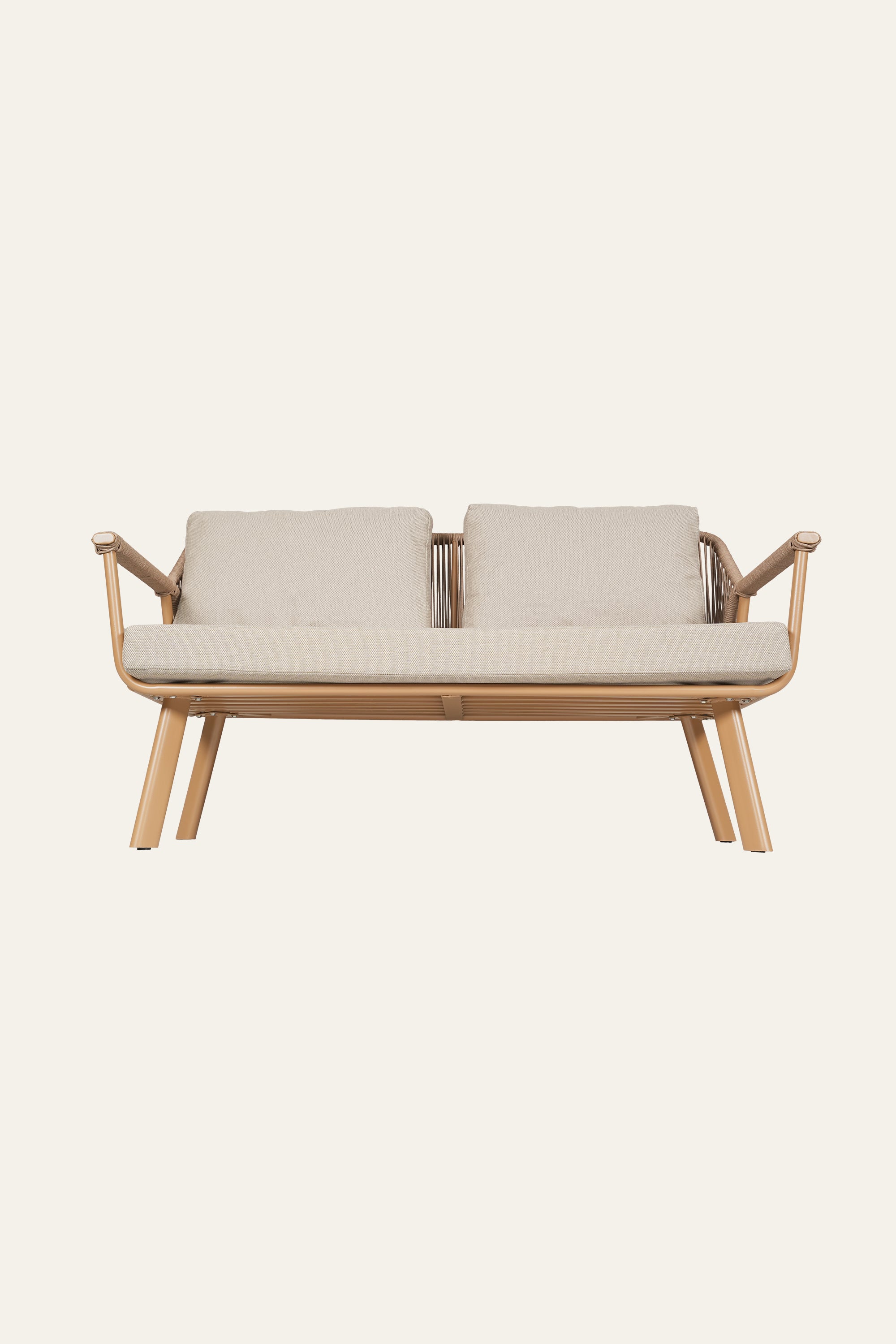Brown Outdoor 2 Seater Sofa with Woven Rope